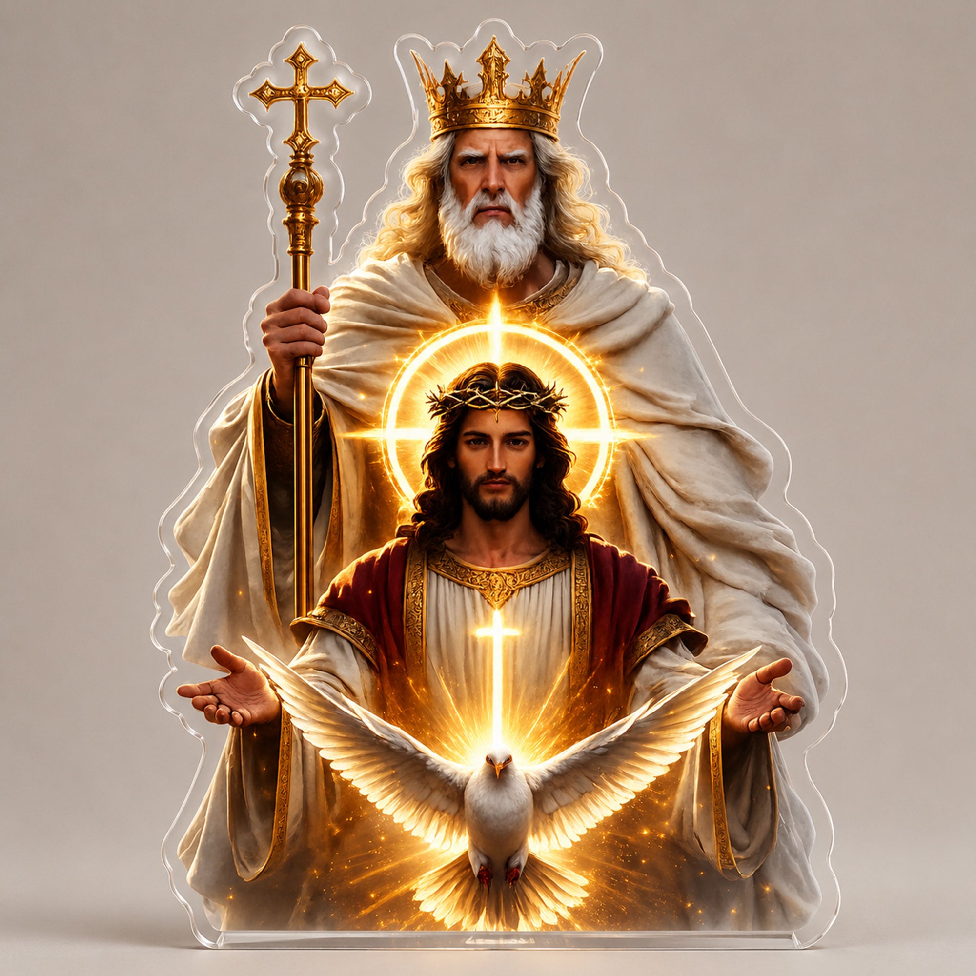 Holy Trinity Acrylic Tabletop Decor, God the Father Jesus and Holy Spirit Christian Standing Ornament, Religious Home Altar Decor, Catholic Gift