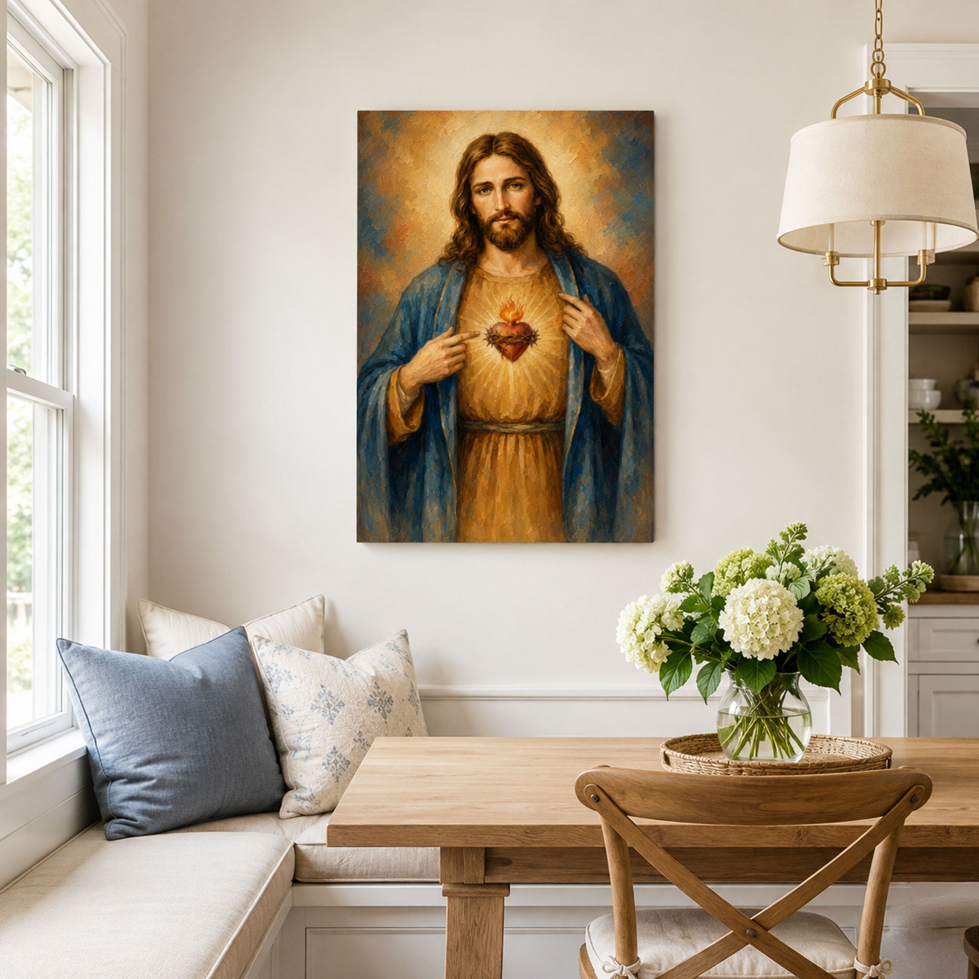 Sacred Heart of Jesus Canvas Print, Catholic Christian Wall Decor, Divine Love Faith Gift