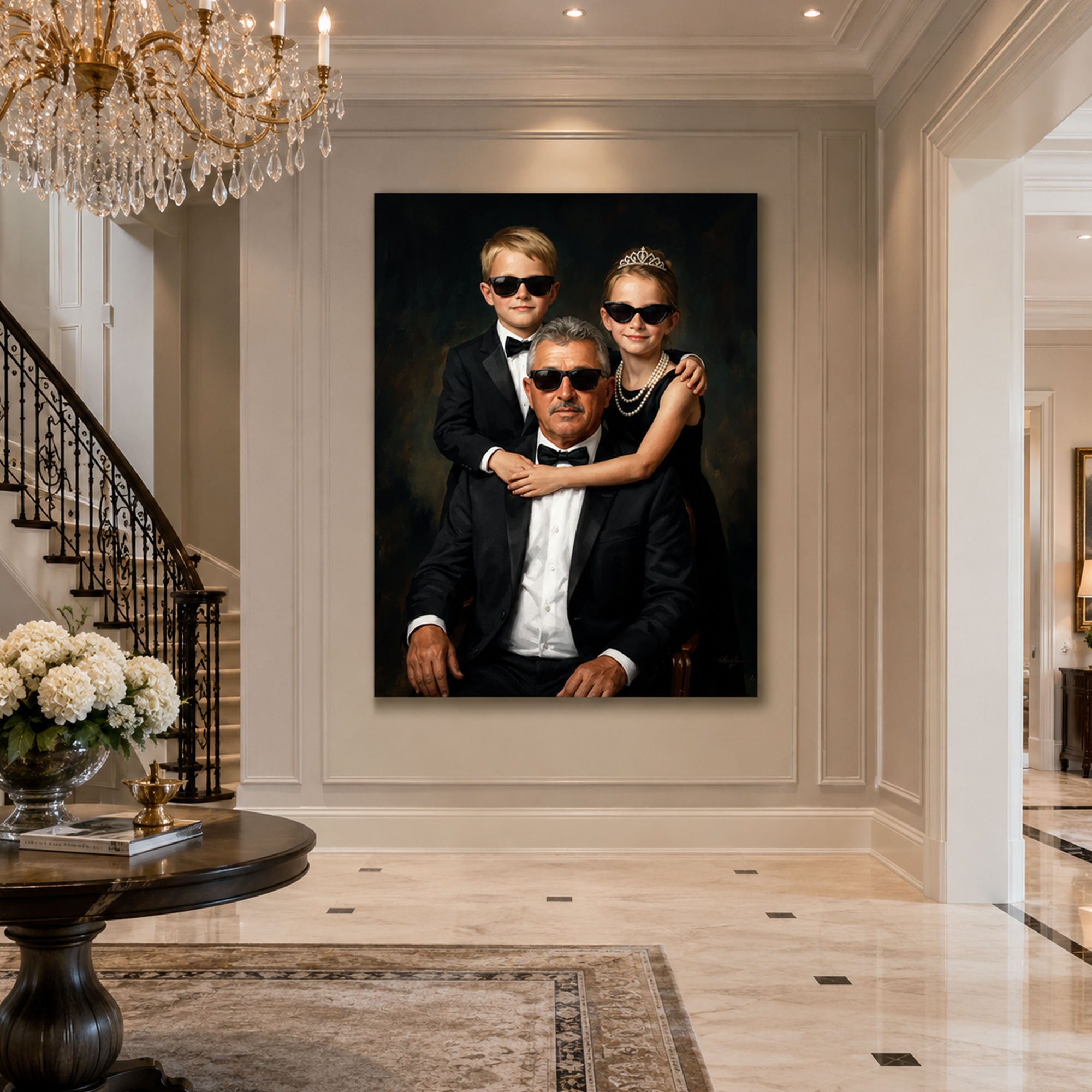 Personalized The Icon Grandpa And Grandchildren Canvas Print, Custom Legendary Family Portrait Wall Art, Father’s Day Gift For Grandpa
