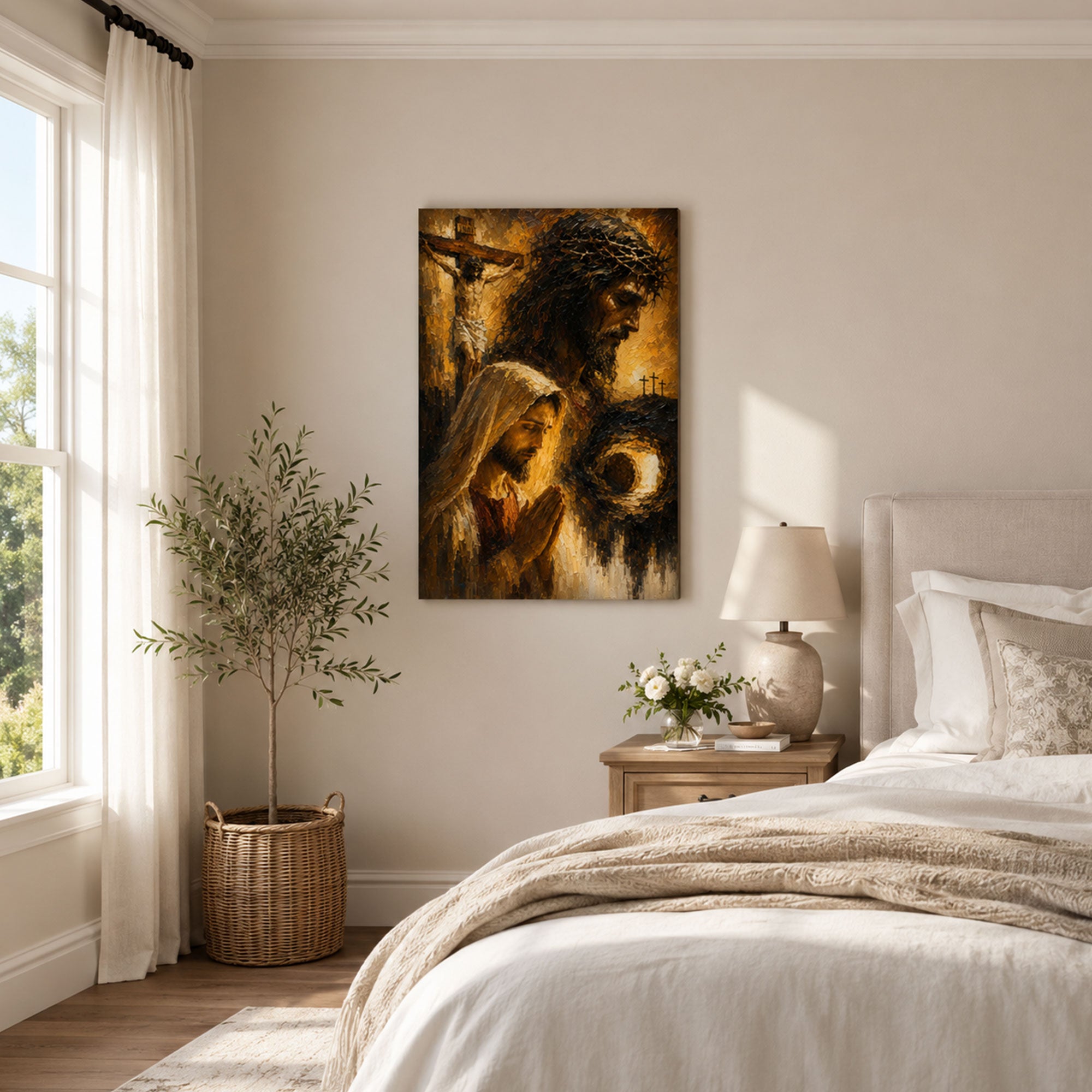 Jesus Crucifixion and Resurrection Canvas Print, Passion of Christ Christian Wall Decor, Easter Faith Gift