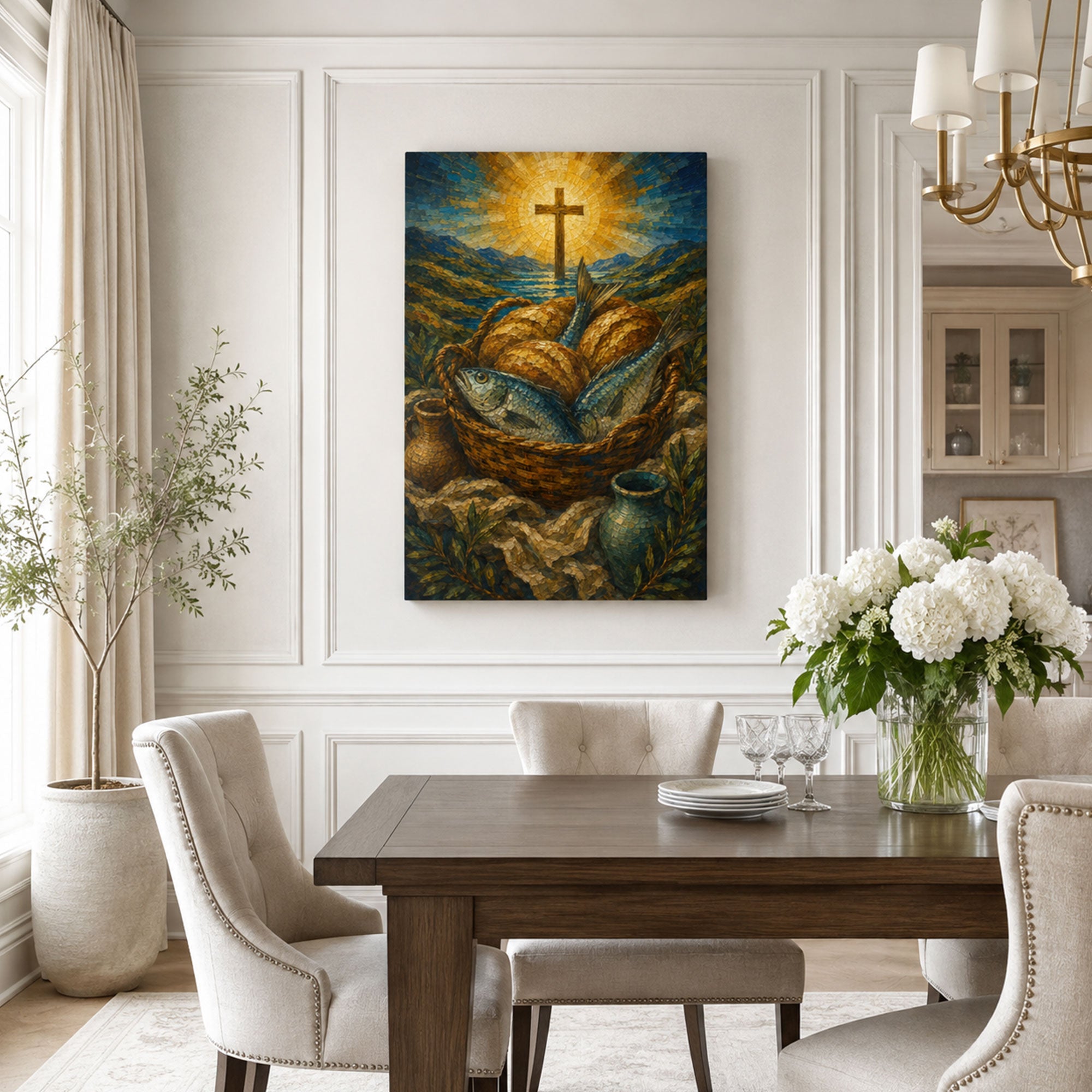 Five Loaves and Two Fish Canvas Print, Jesus Miracle Christian Wall Decor, Bible Faith Gift