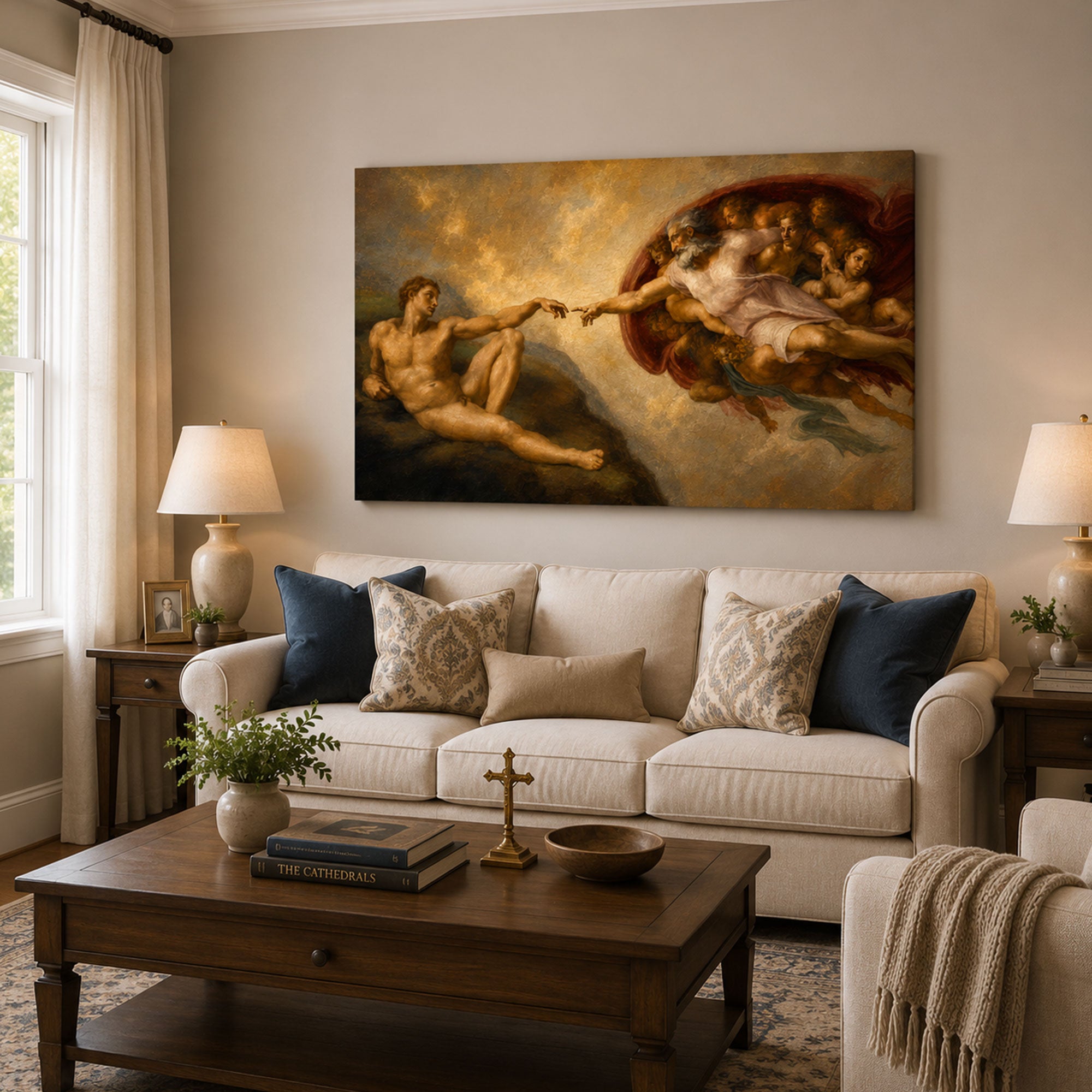 Creation of Adam Canvas Print, Christian Home Decor
