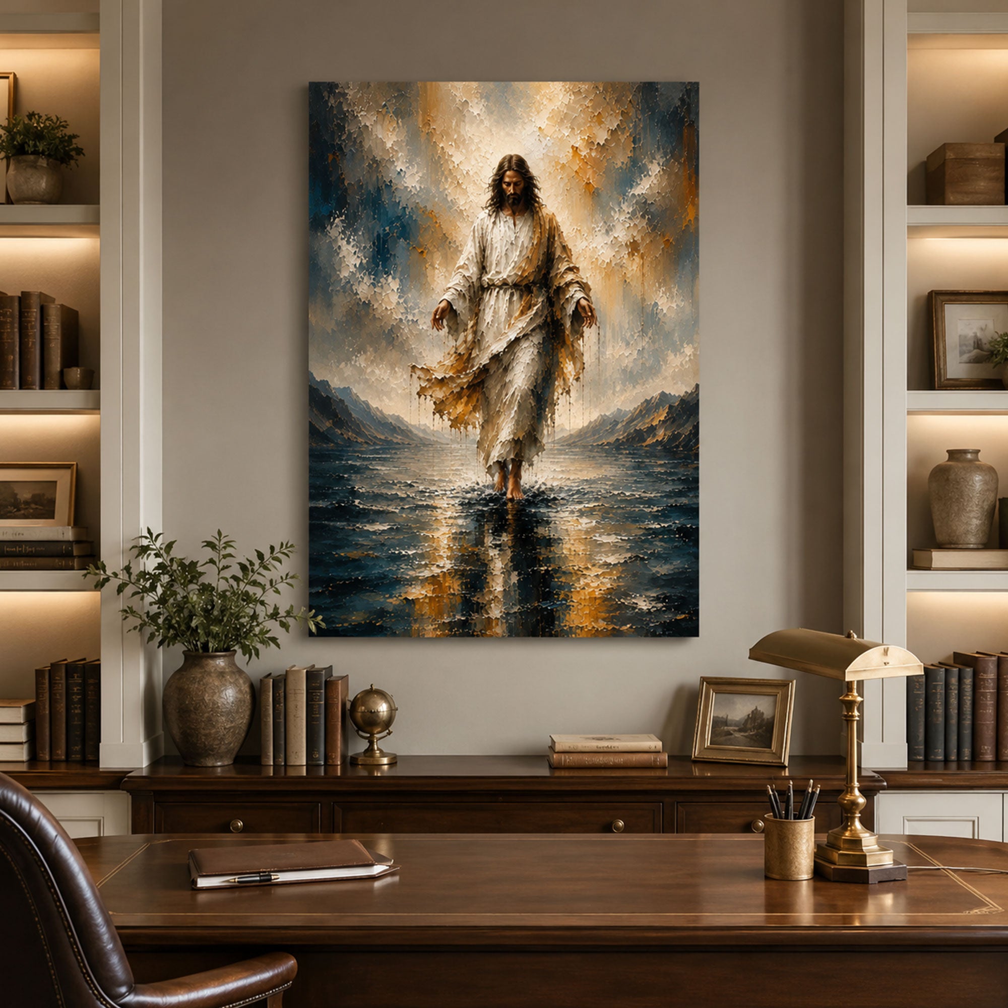Jesus Walking on Water Canvas Print, Christian Faith Wall Art, Religious Home Decor Gift