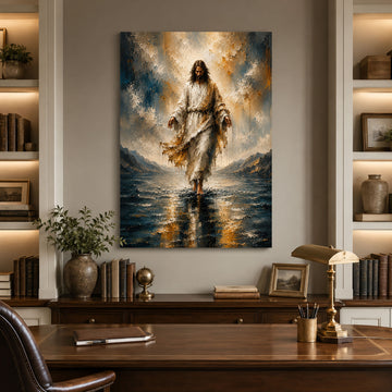 Jesus Walking on Water Canvas Print, Christian Faith Wall Art, Religious Home Decor Gift