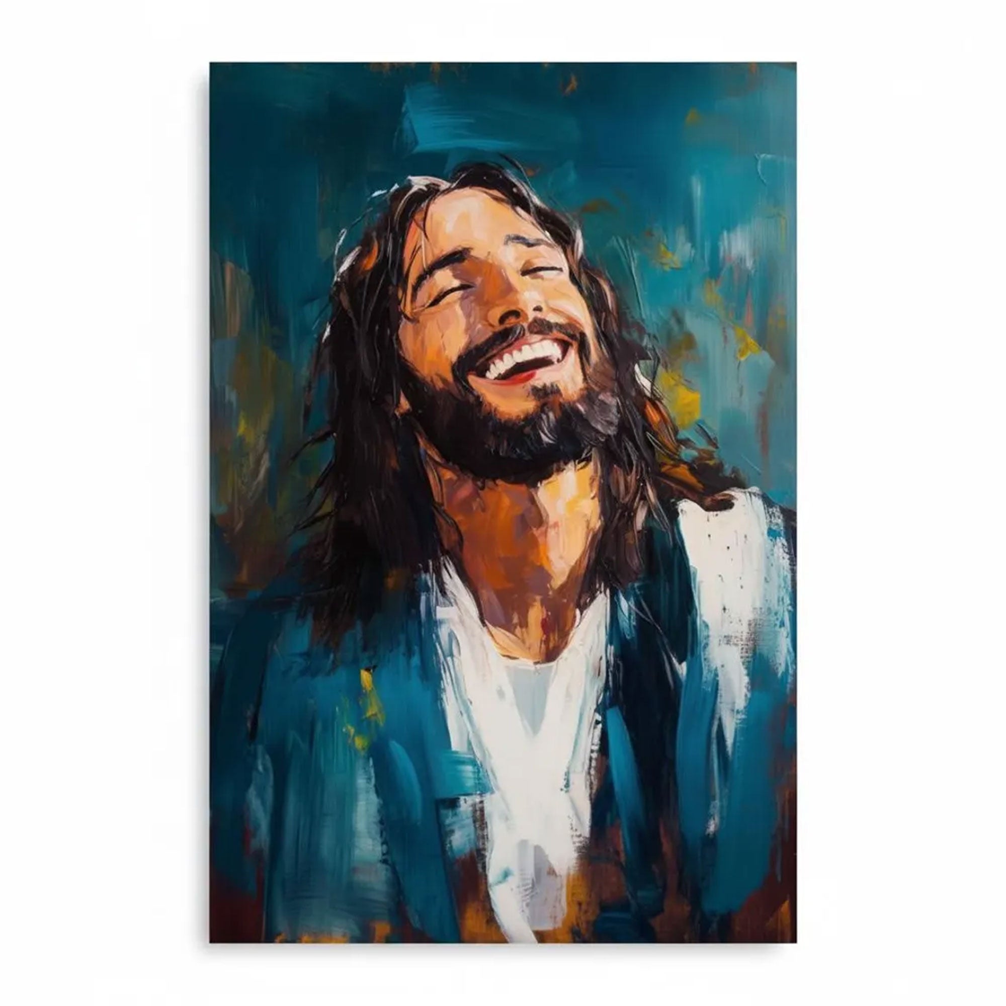 Jesus Canvas Wall Art, Modern Christian Portrait Decor, Spiritual Faith Artwork, Religious Home Accent
