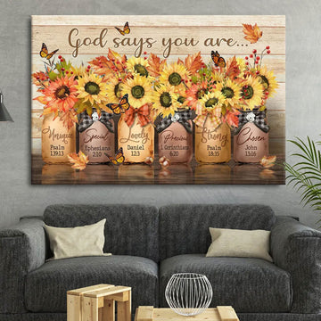 “God Says You Are” Canvas Print, Inspirational Christian Wall Art, Faith Affirmation Decor, Scripture Inspired Artwork
