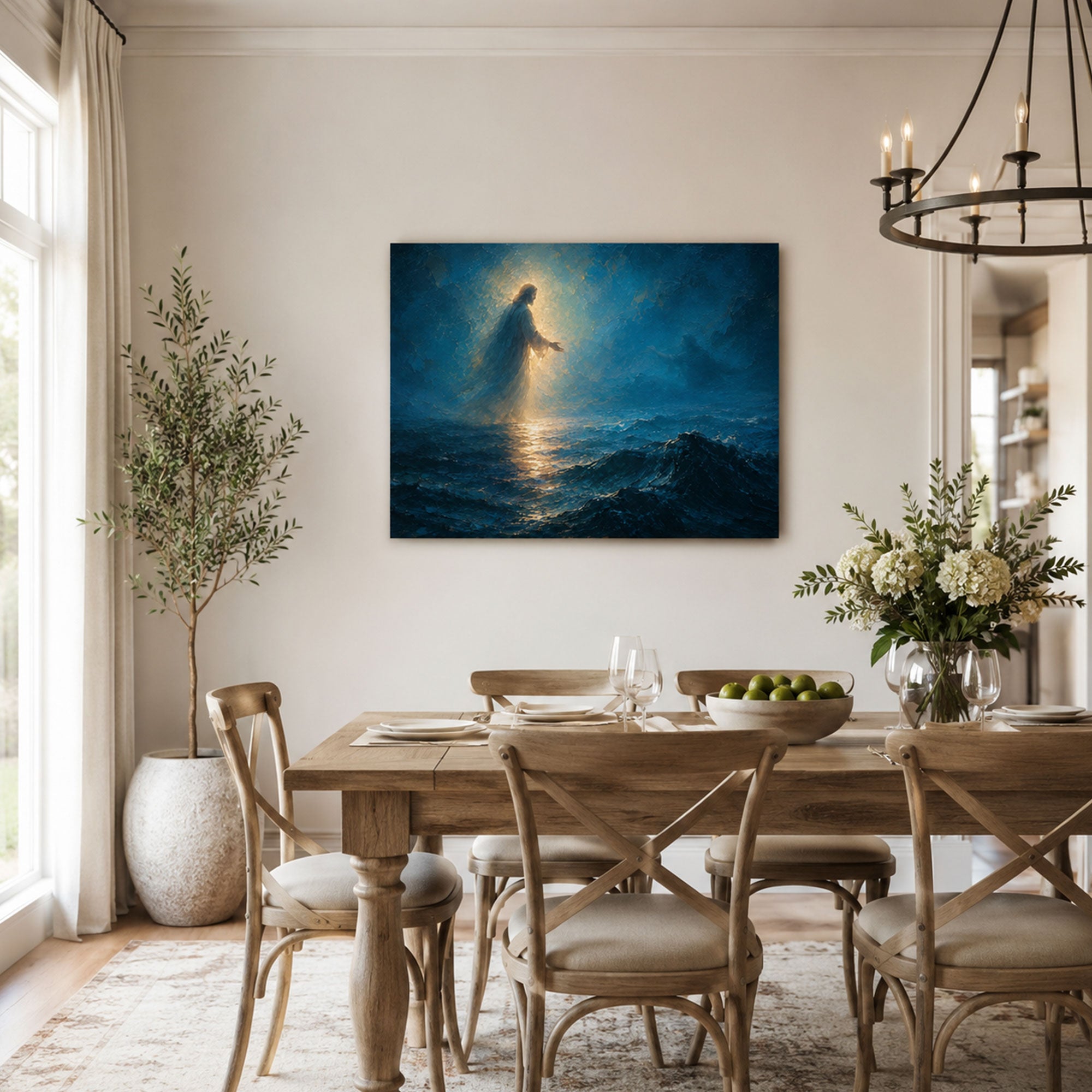 Matthew 14 Jesus Walking on Water Canvas Print, Christian Home Decor