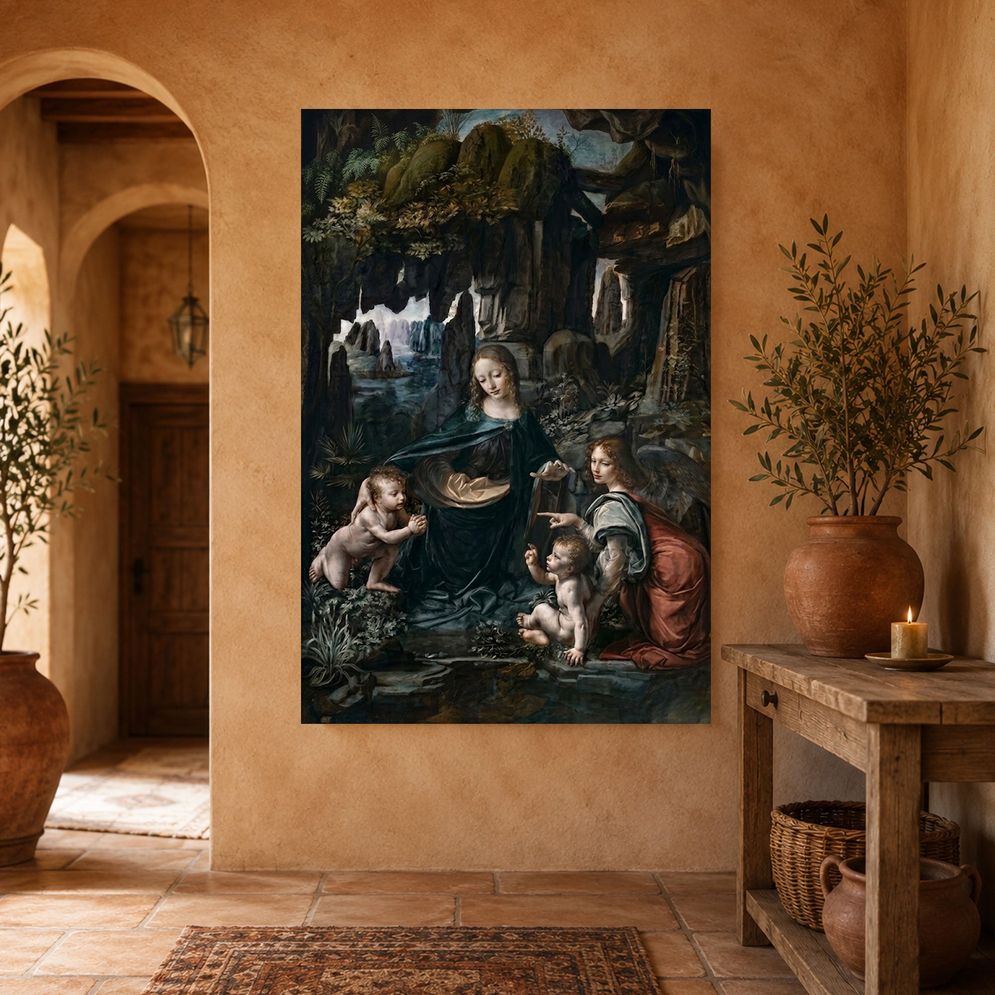 Virgin Mary and Child Renaissance Canvas Art, Classical Christian Wall Decor, Sacred Religious Masterpiece Artwork