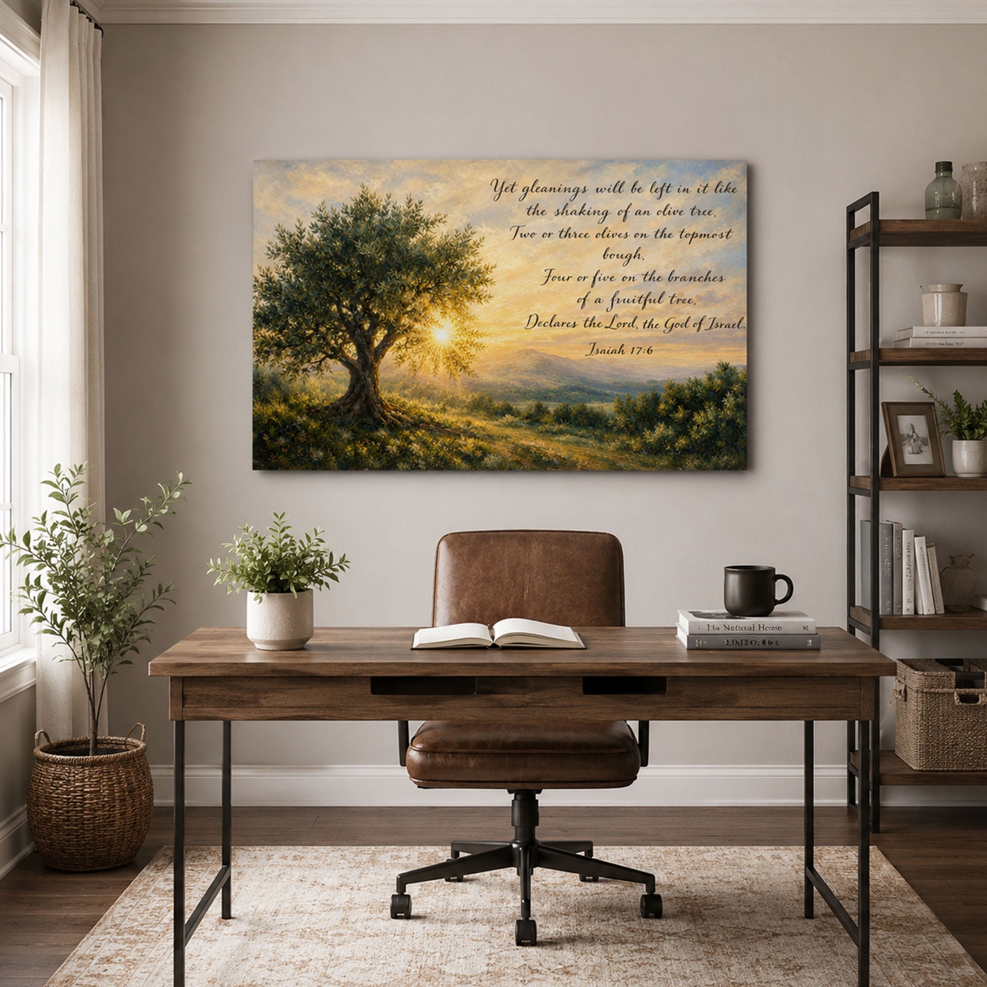 Isaiah 17:6 Bible Verse Canvas Print, Olive Tree Christian Scripture Wall Art, Faith Home Decor Gift