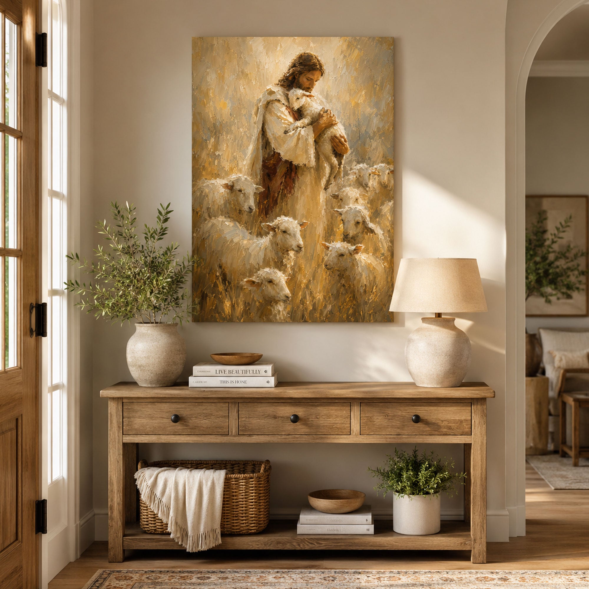 Good Shepherd Jesus Canvas Print, Christian Wall Art for Home Decor