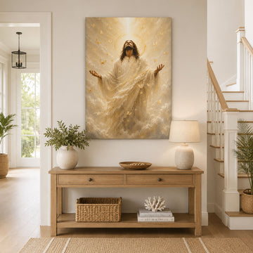 Jesus Ascension Canvas Print, Risen Christ Christian Wall Art, Faith Home Decor Gift