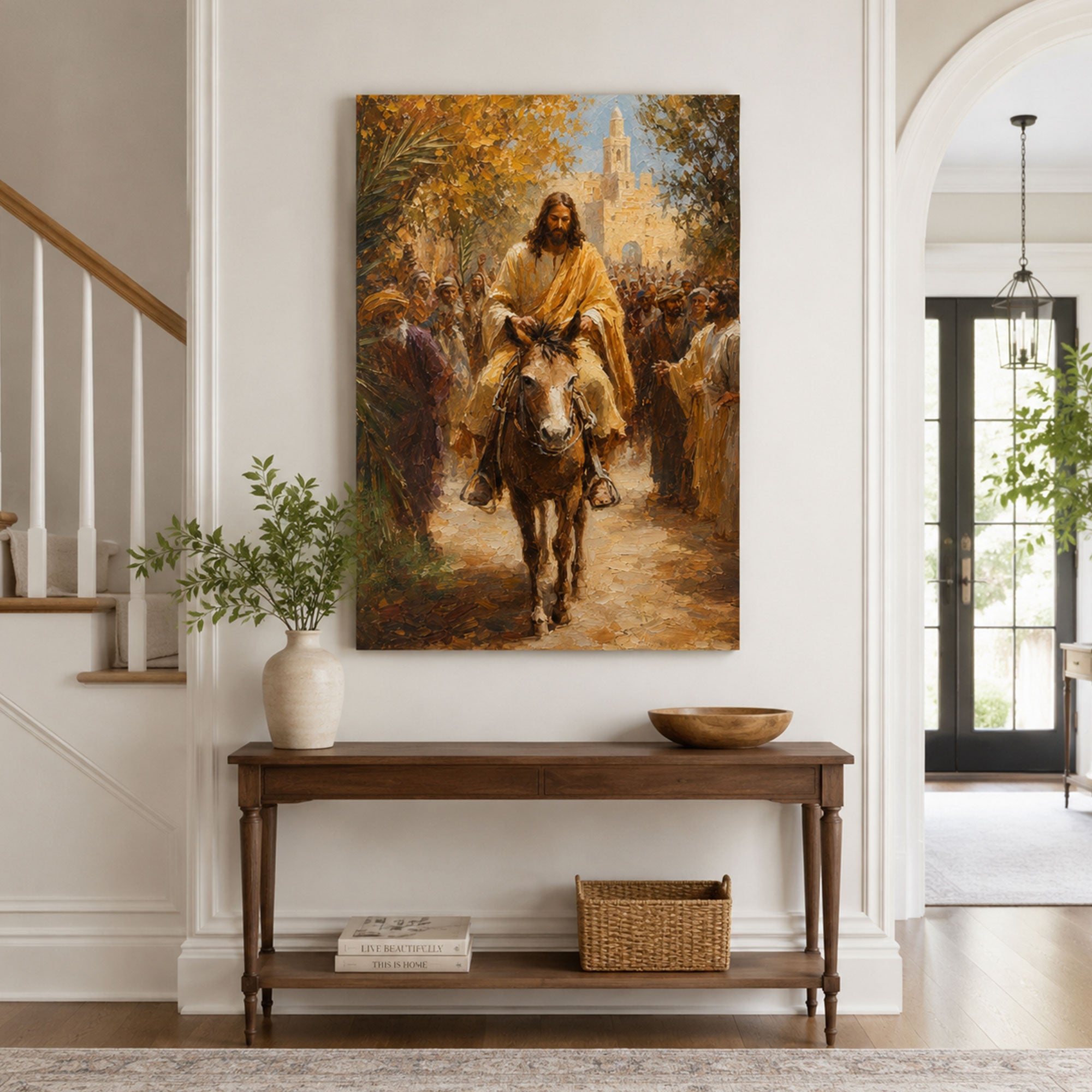 Jesus Triumphal Entry into Jerusalem Canvas Print, Palm Sunday Christian Wall Decor, Faith Gift