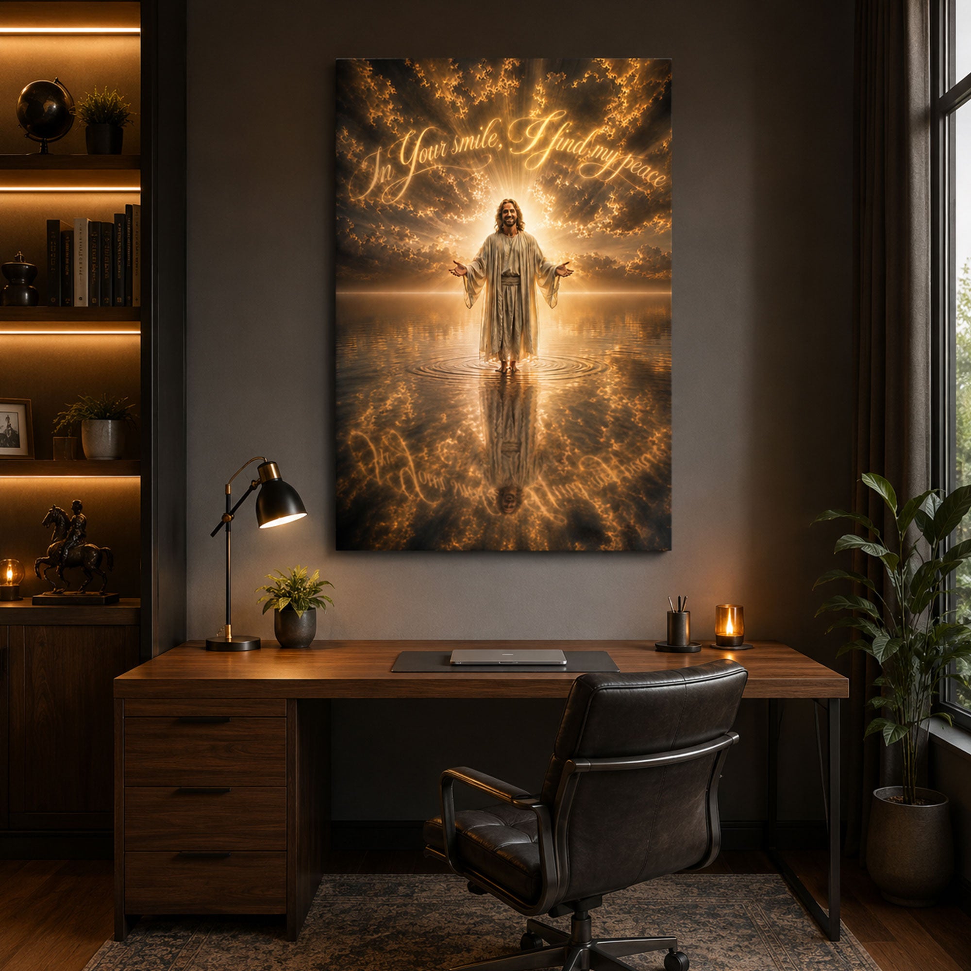 In Your Smile, I Find My Peace Canvas Print, Inspirational Jesus Christian Faith Wall Art, Spiritual Home Decor