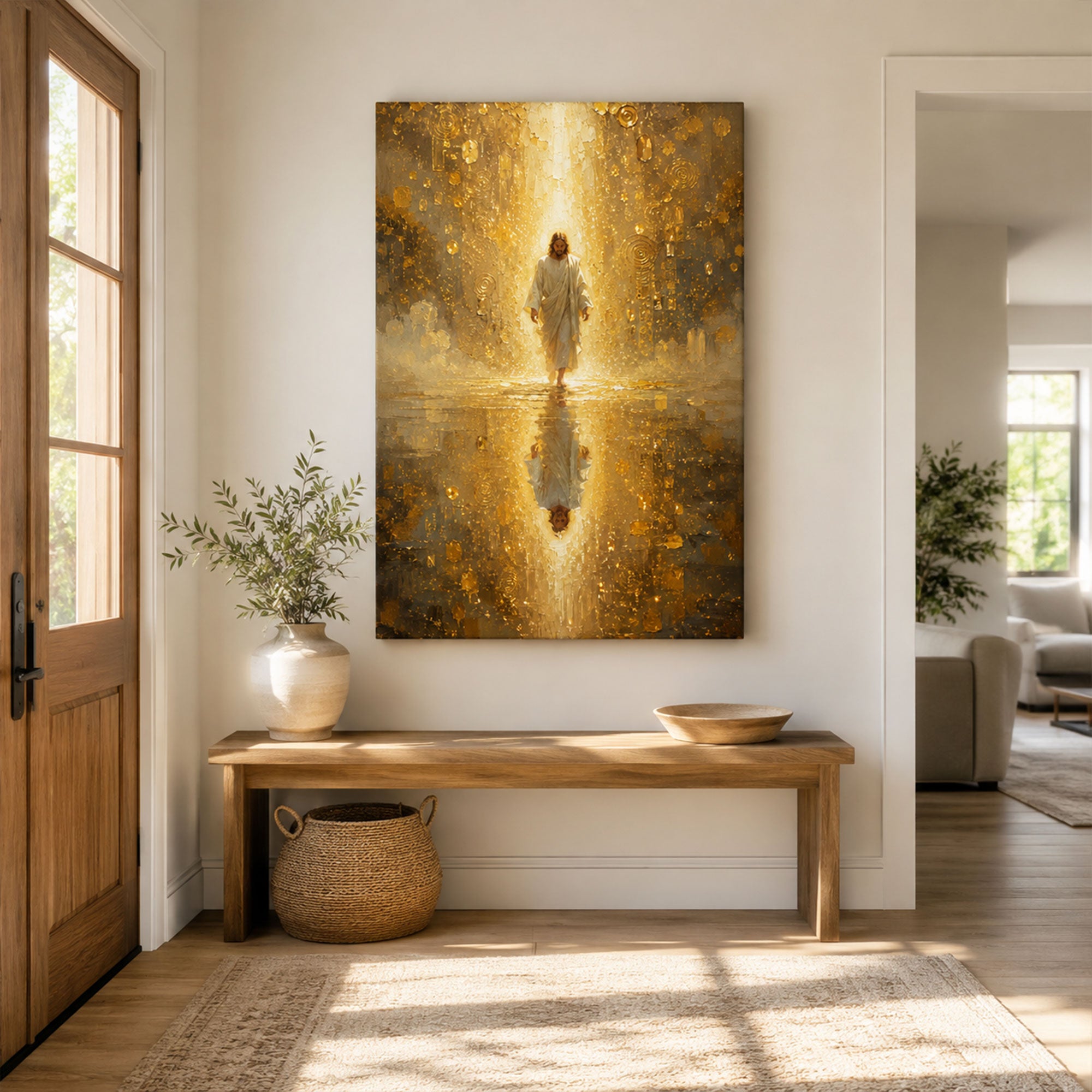 Jesus Walking in Divine Light Canvas Print, Light of the World Christian Wall Decor, Faith Gift