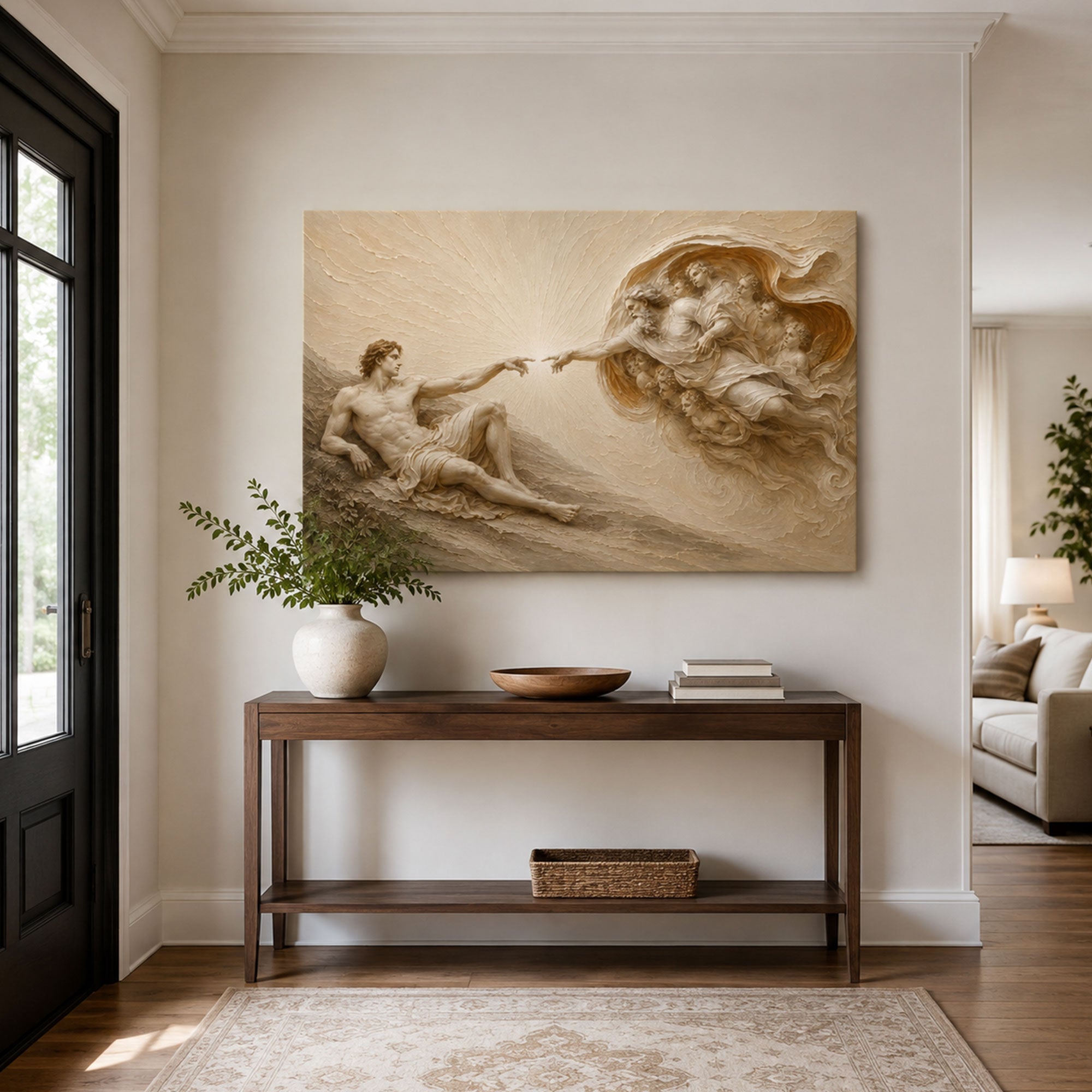Creation of Adam Canvas Print, God Reaching to Man, Christian Wall Decor