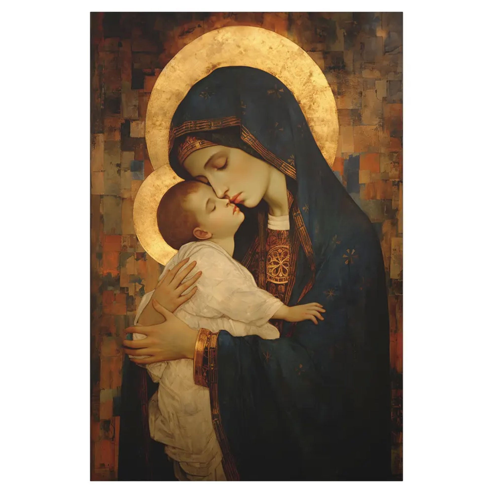 Mother of Mercy Canvas Wall Art, Virgin Mary and Christ Child, Catholic Religious Home Decor
