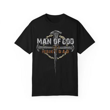 Man of God Dad Shirt, Christian Husband Father Tee, USA Flag Faith Gift, Father’s Day Gift