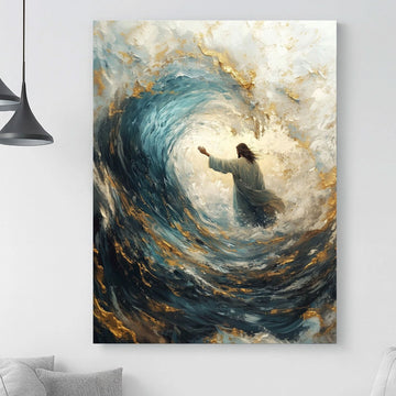 Jesus Calming the Storm Canvas Print, Christian Wall Art, Faith Miracle Scene, Spiritual Home Decor