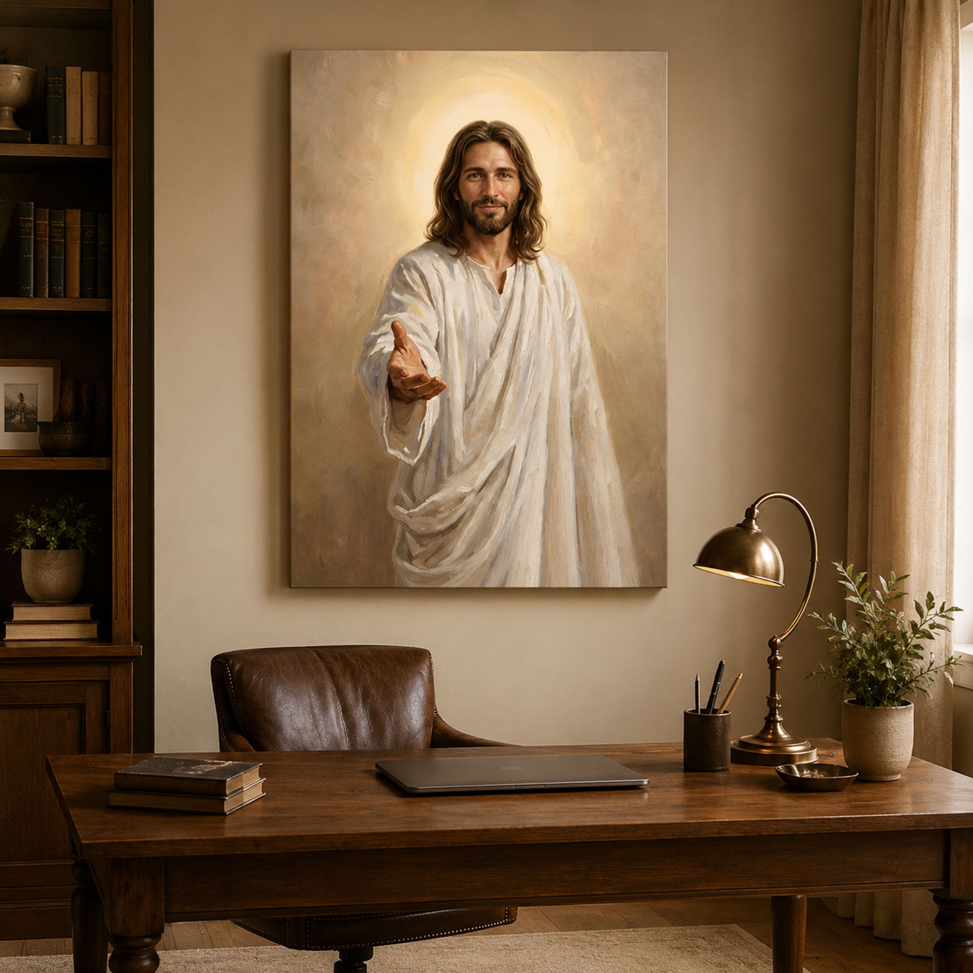 Jesus Reaching Out Canvas Print, Come to Me Christian Wall Art, Peaceful Faith Home Decor