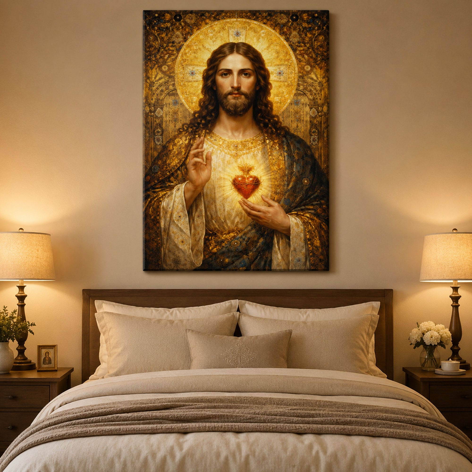 Sacred Heart of Jesus Canvas Print, Catholic Christian Wall Art, Divine Love Portrait, Religious Home Decor Gift