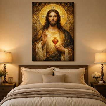 Sacred Heart of Jesus Canvas Print, Catholic Christian Wall Art, Divine Love Portrait, Religious Home Decor Gift