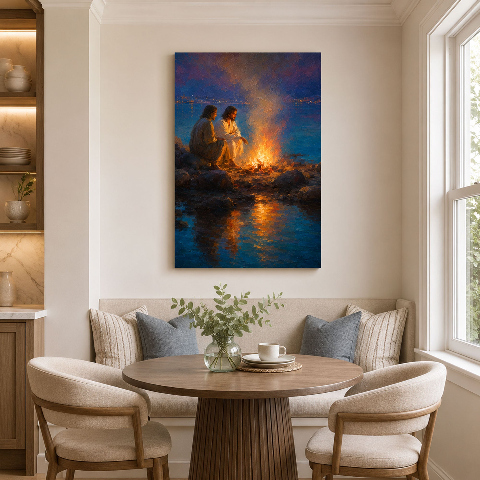 Jesus and Peter by the Sea Canvas Print, Feed My Sheep John 21 Christian Wall Decor, Faith Gift
