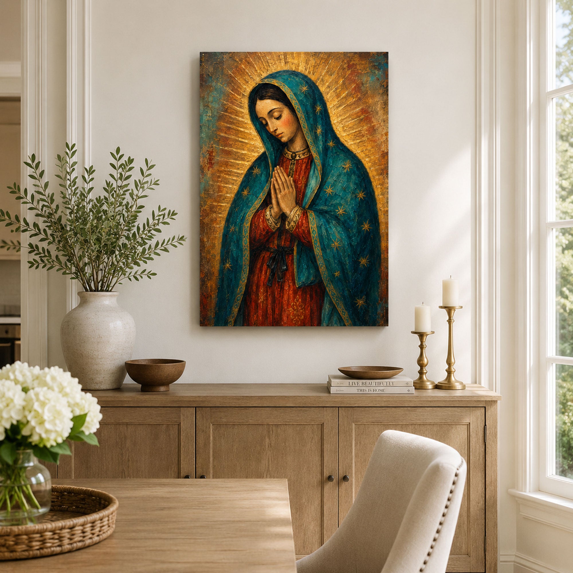 Our Lady of Guadalupe Prayer Canvas Print, Virgin Mary Catholic Wall Decor, Marian Faith Gift