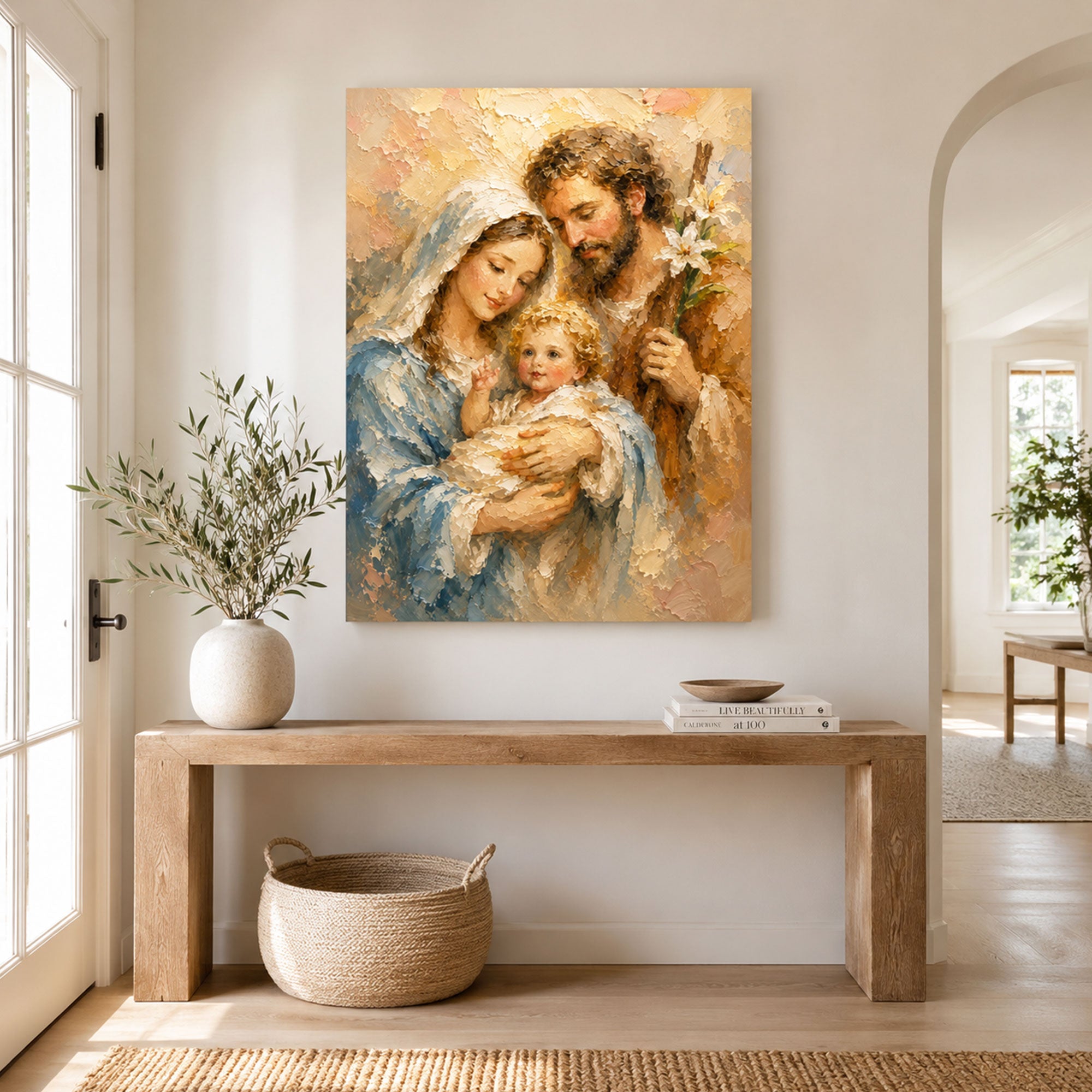Holy Family Canvas Print, Jesus Mary and Joseph Catholic Wall Art, Sacred Christian Home Decor