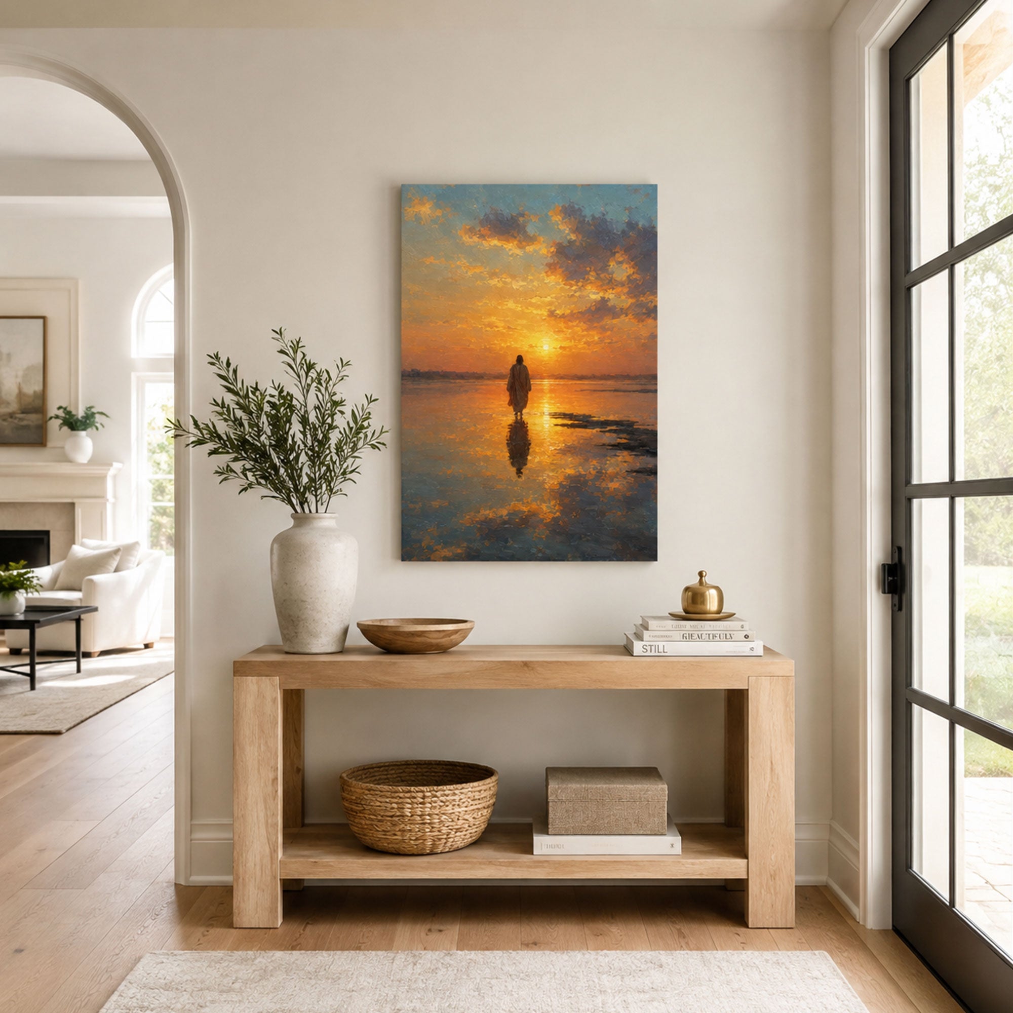 Jesus Walking on Water Canvas Print, Matthew 14:25 Christian Wall Decor, Walk by Faith Gift