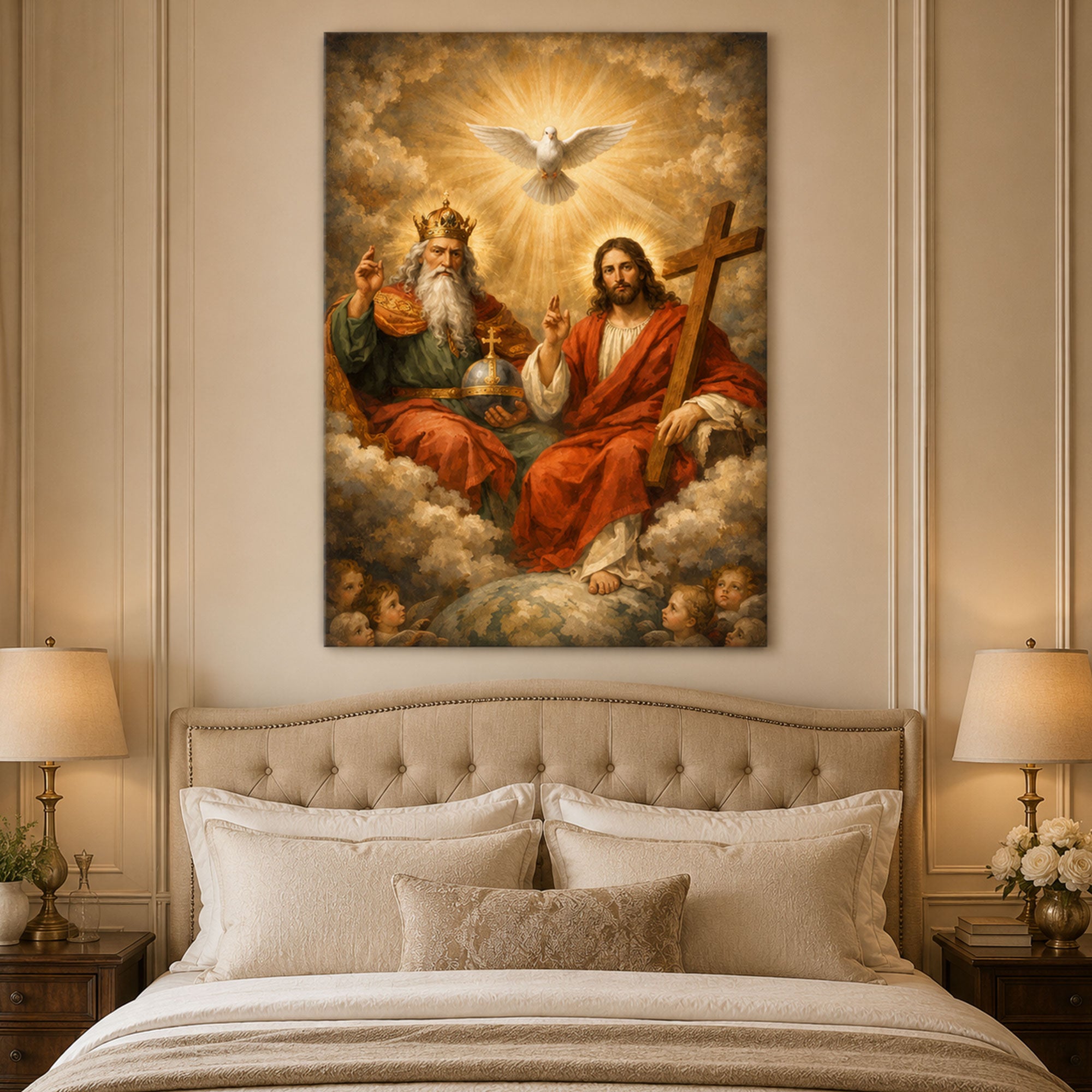 The Most Holy Trinity Father Son and Holy Spirit Canvas Print, Christian Religious Wall Art, Sacred Faith Home Decor