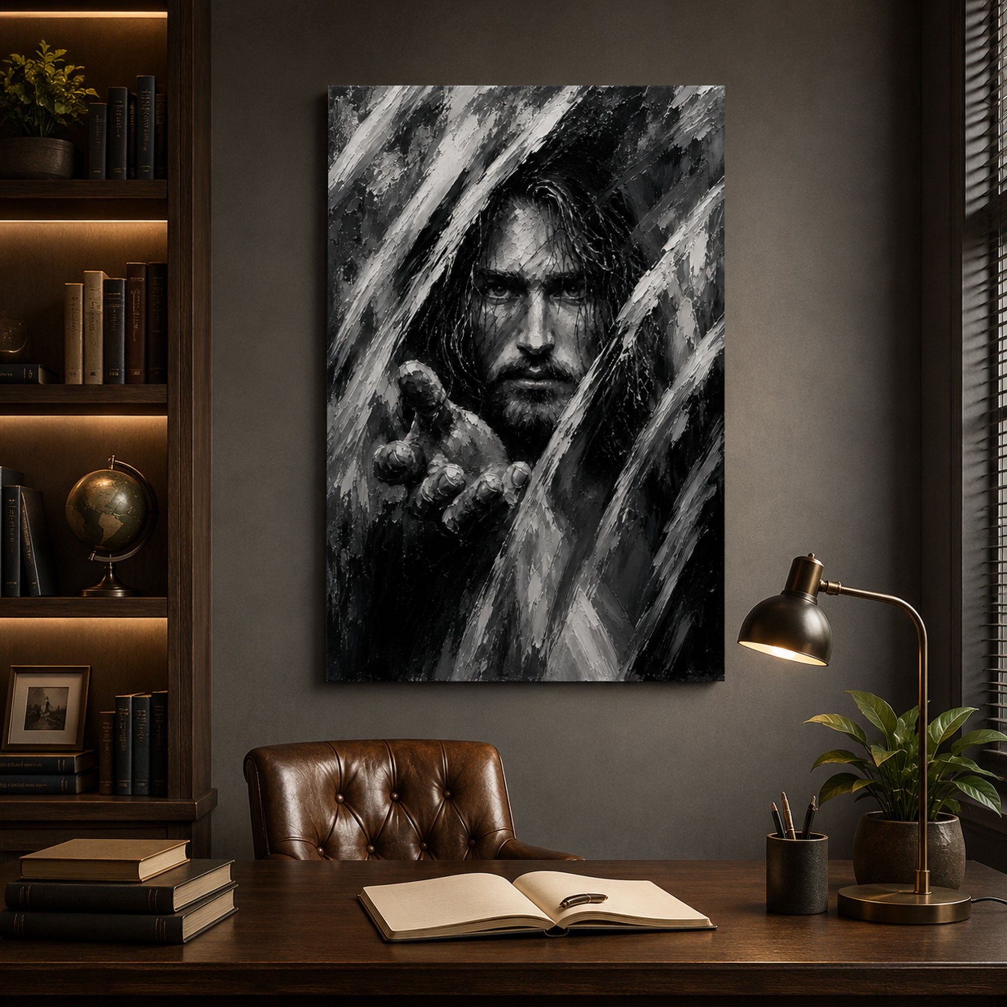 Jesus Reaching Out Canvas Print, Black and White Christian Wall Art, Hope Faith Home Decor