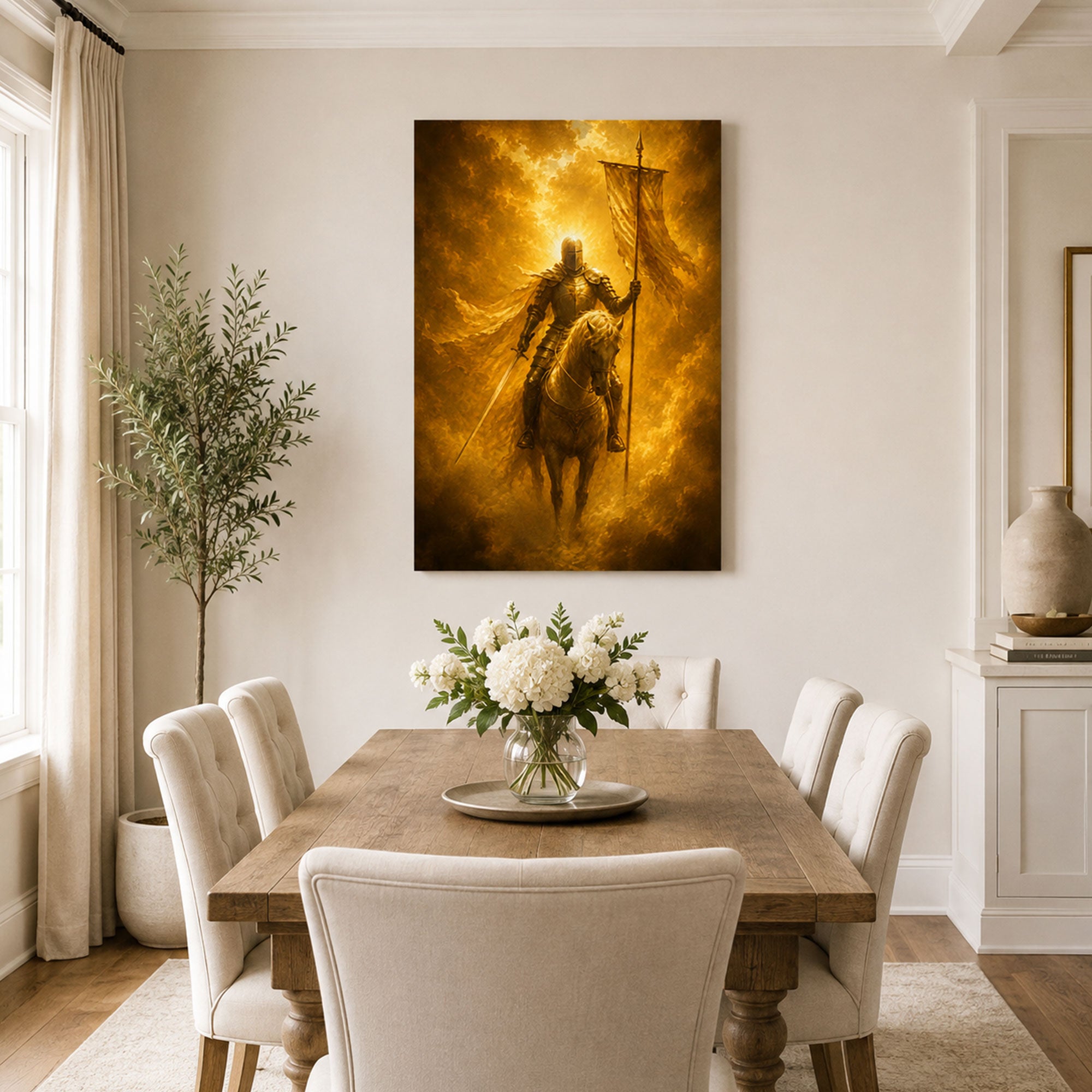 Armor of God Christian Knight Canvas Print, Ephesians 6:11 Faith Wall Decor, Warrior of God Gift