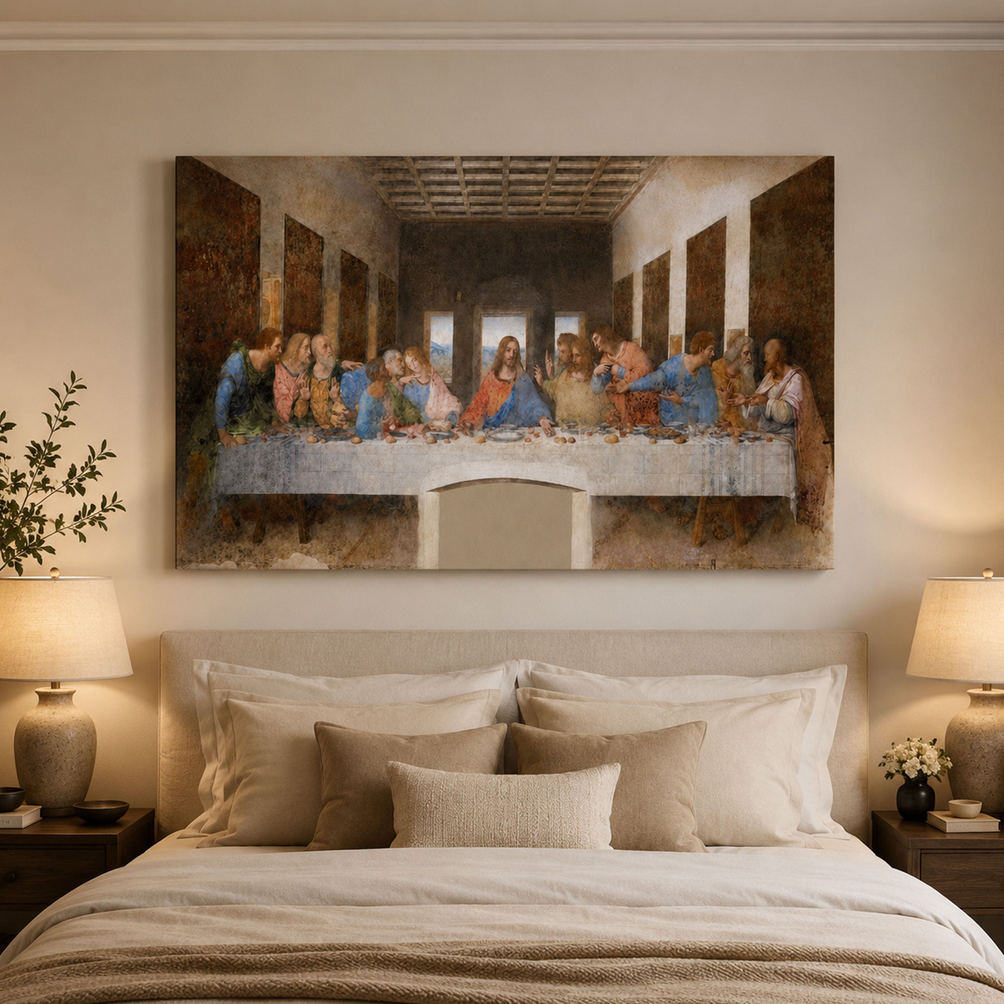 The Last Supper Wall Art Print, Leonardo da Vinci Renaissance Canvas, Biblical Jesus and Apostles Christian Decor