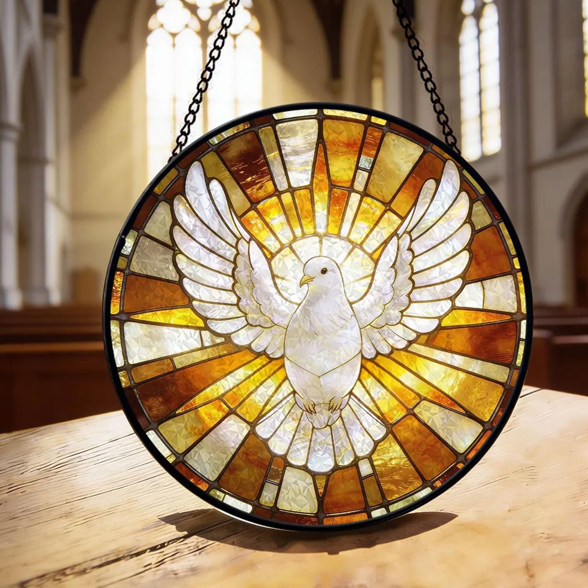 Holy Spirit Dove Stained Glass Suncatcher, Christian Window Hanging, Faith Home Decor Gift