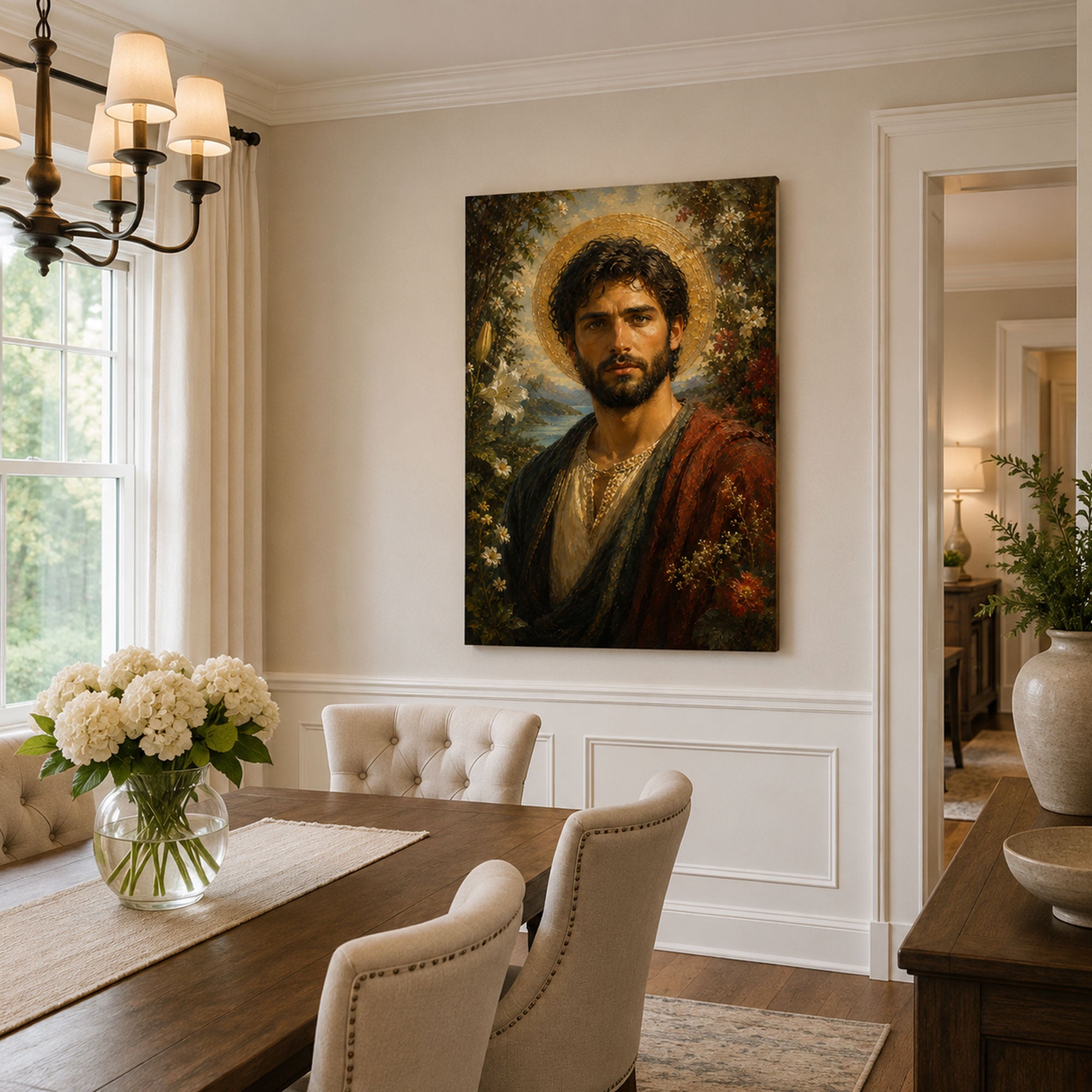 Saint Philip the Apostle Canvas Print, Floral Catholic Faith Decor