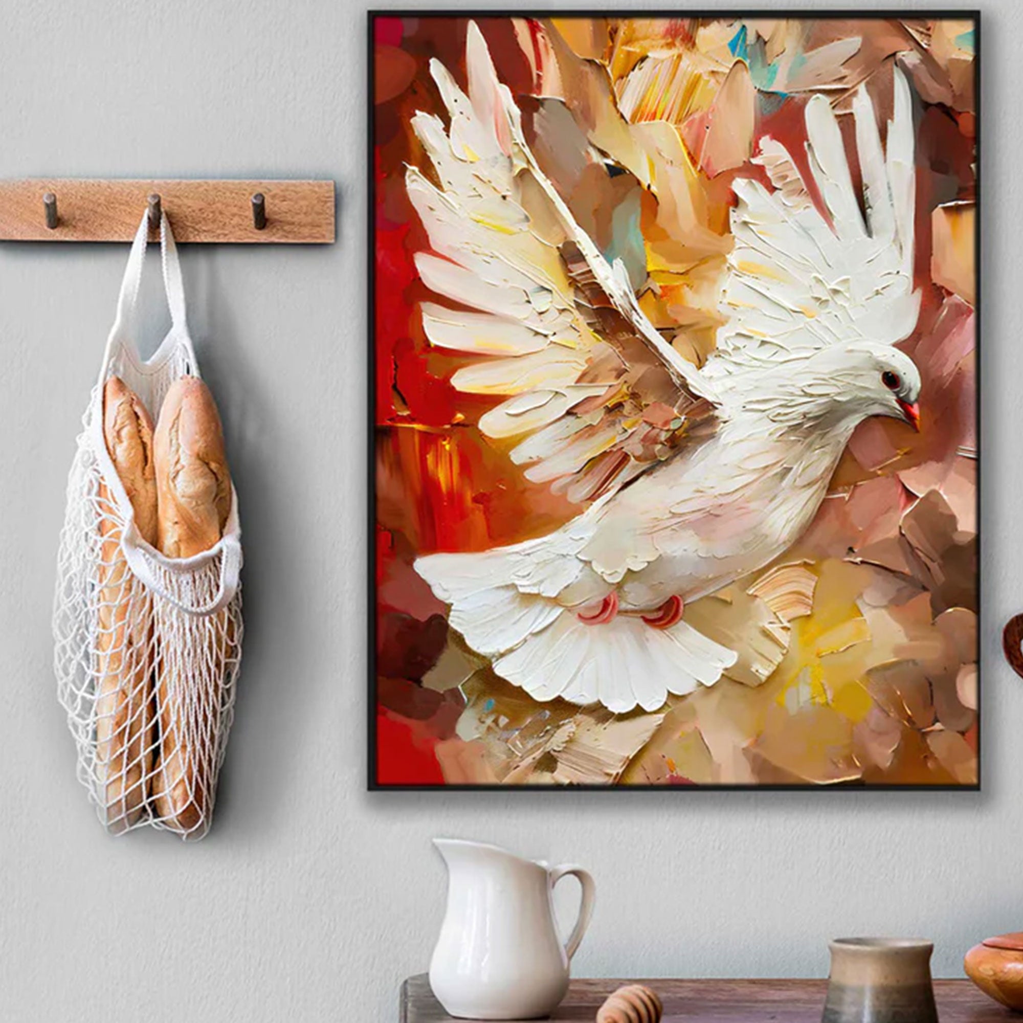 White Dove Canvas Print, Peaceful Bird Wall Art, Holy Spirit Symbol, Christian Faith Decor, Spiritual Home Artwork
