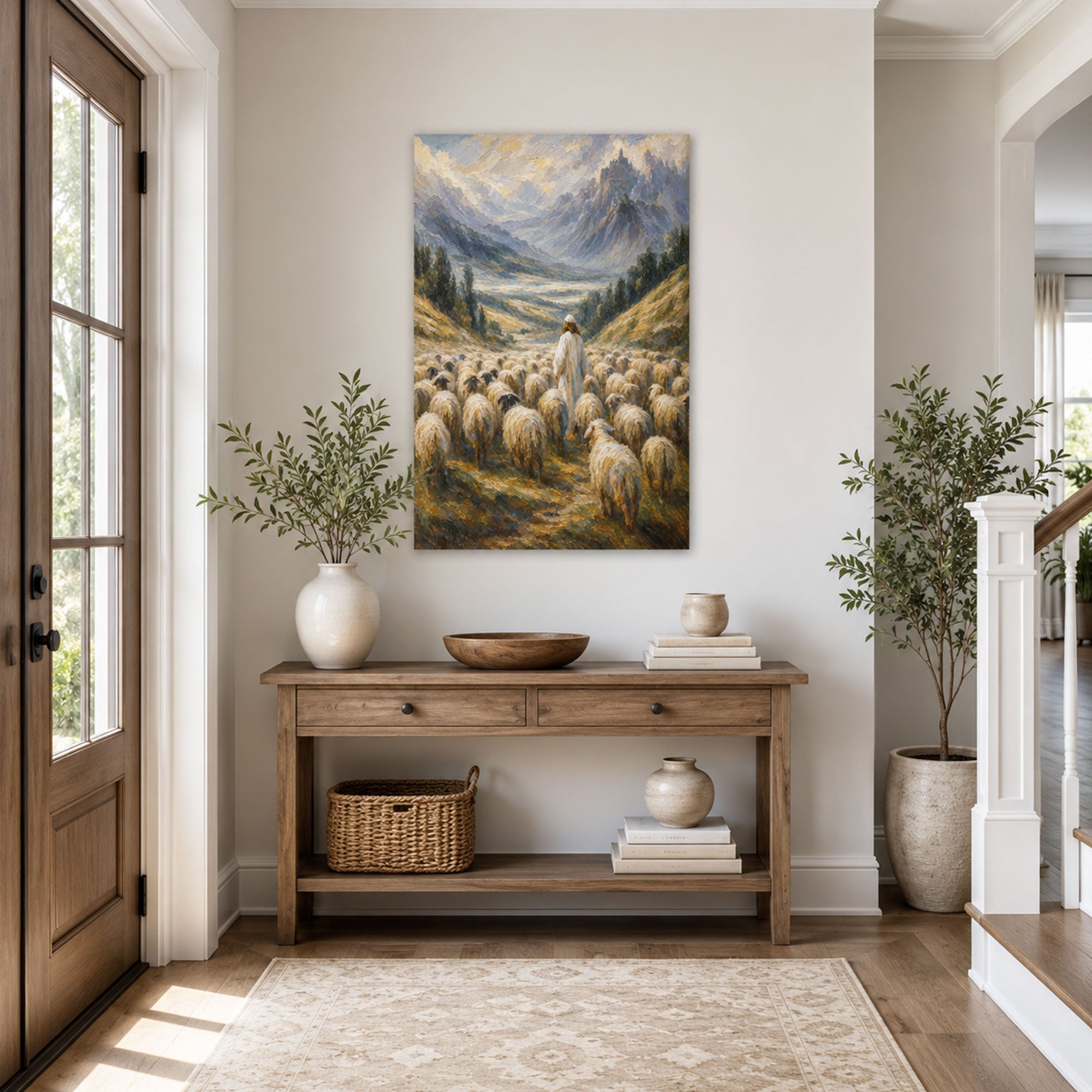 Jesus the Good Shepherd Canvas Print, Psalm 23 Christian Wall Decor, Faith Gift