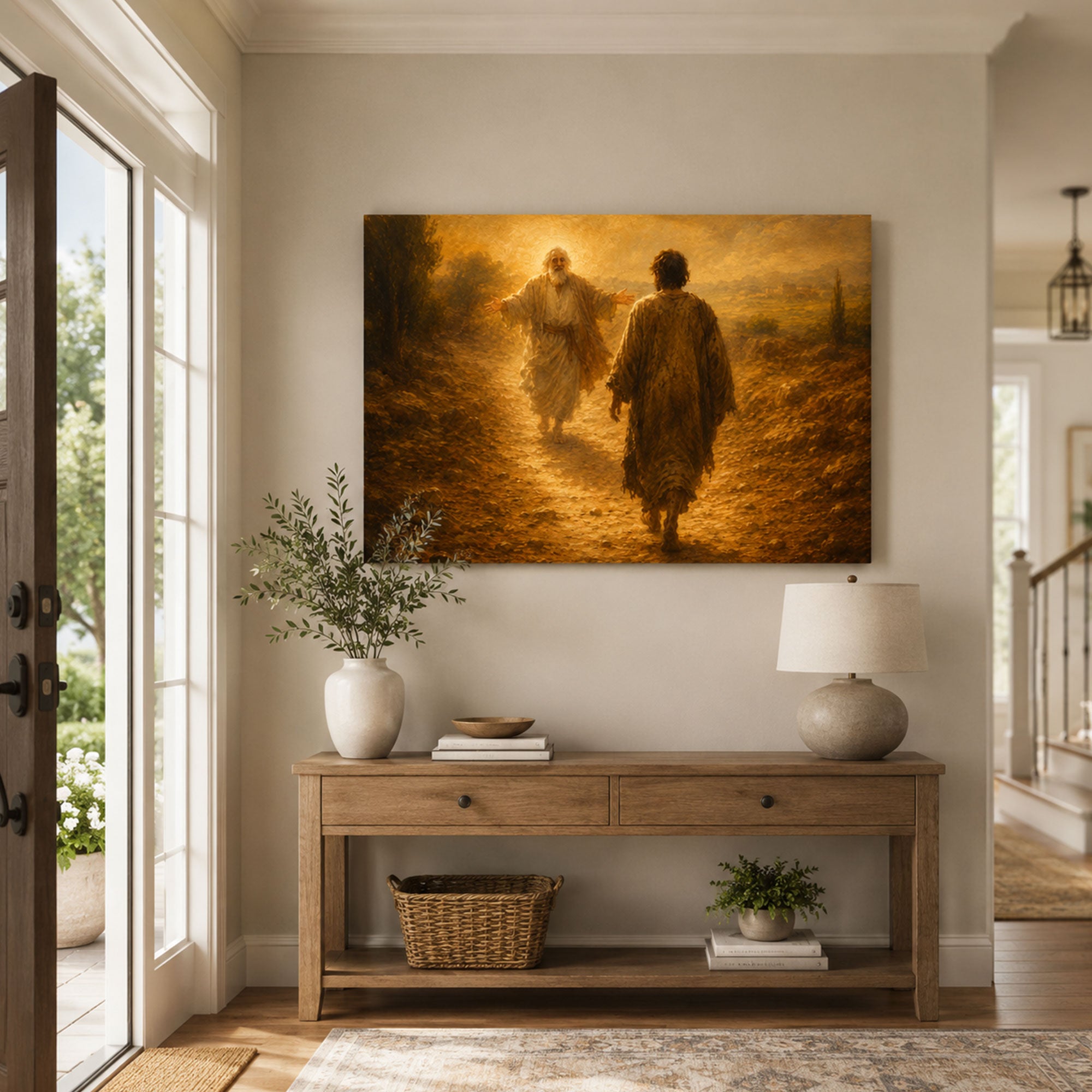 The Father Runs to His Son Canvas Print, Faith Home Decor