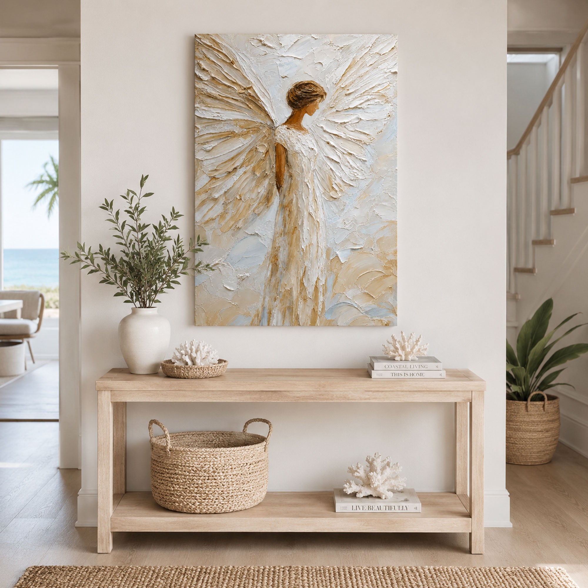 Guardian Angel Wings Canvas Print, Christian Faith Wall Art for Home Decor