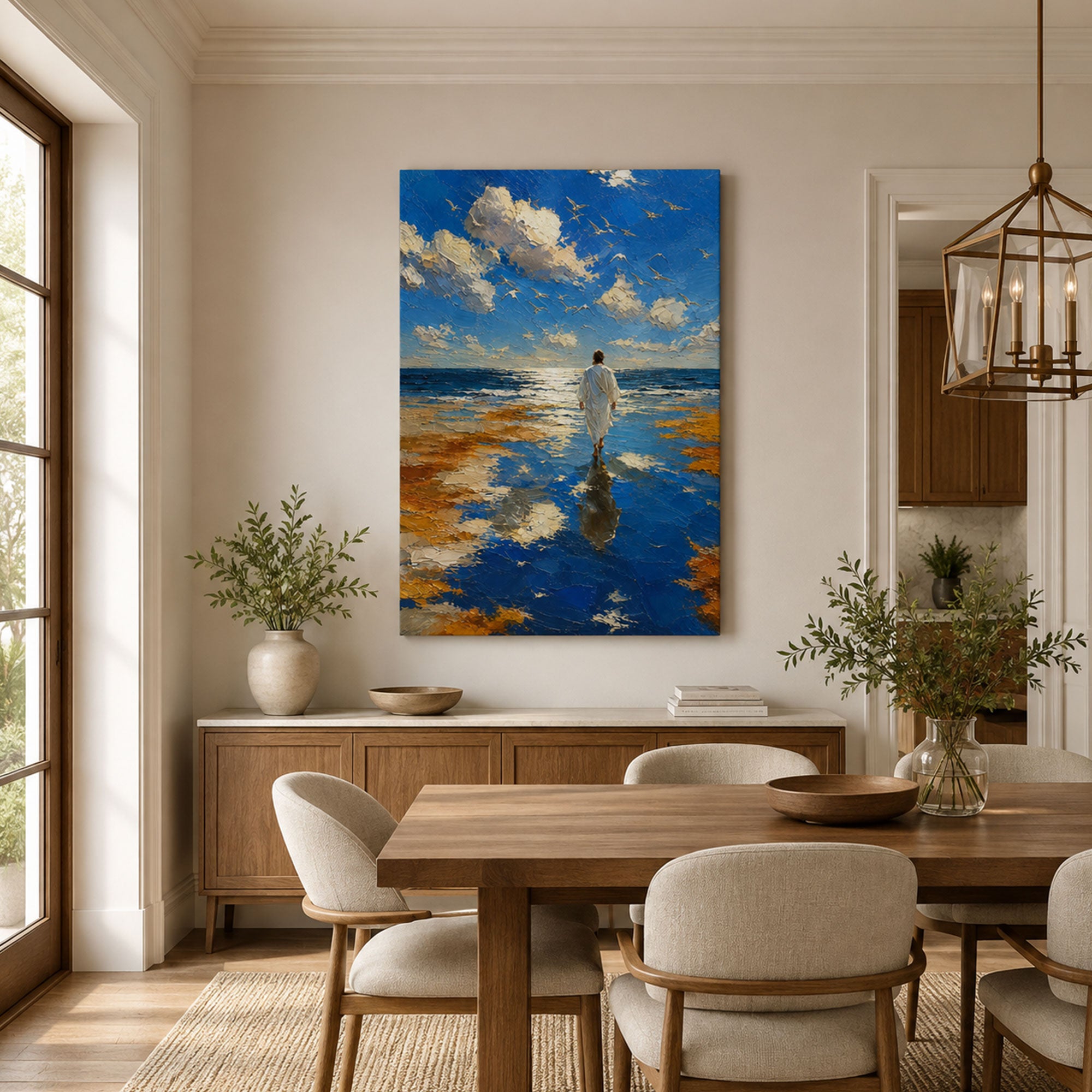 Jesus Walking on Water Canvas Print, Matthew 14:25 Christian Wall Decor, Walk by Faith Gift