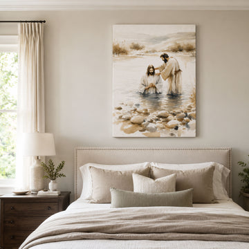 Baptism of Jesus Canvas Print, Catholic Christian Wall Art, Faith Home Decor Gift