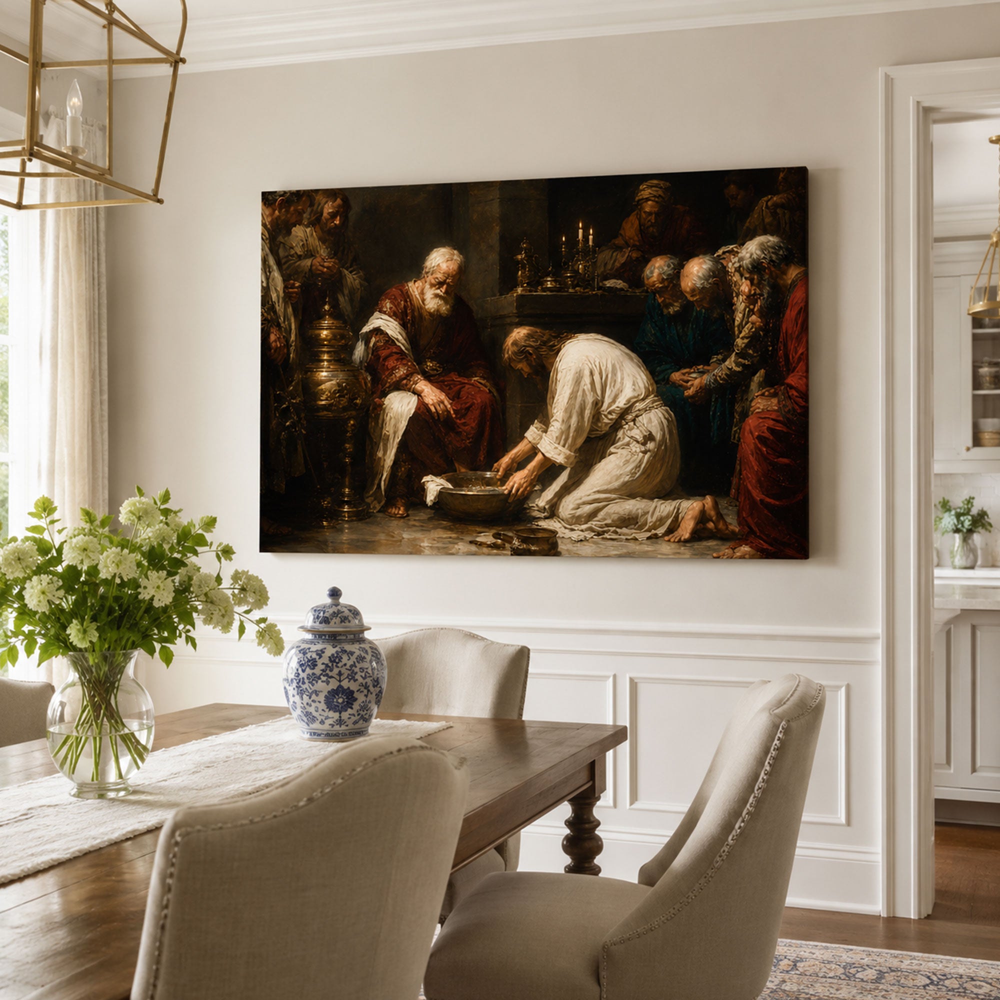 Washing of the Disciples’ Feet Canvas Print, Catholic Sacred Art