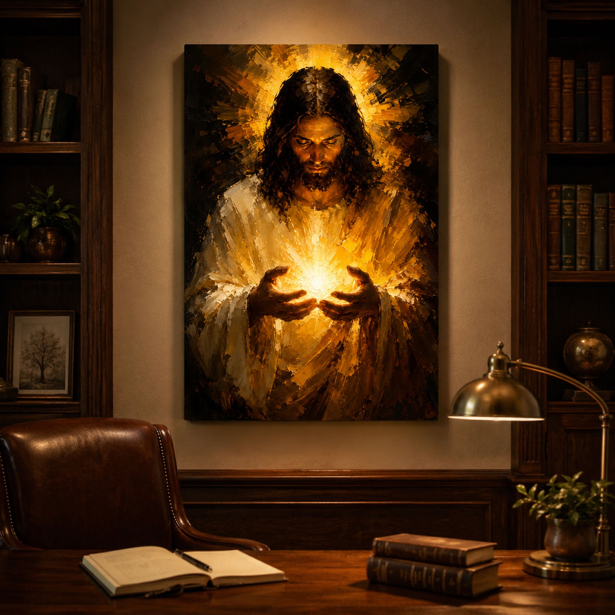 Jesus Light of the World Canvas Print, Divine Light Christian Wall Art, Faith Home Decor