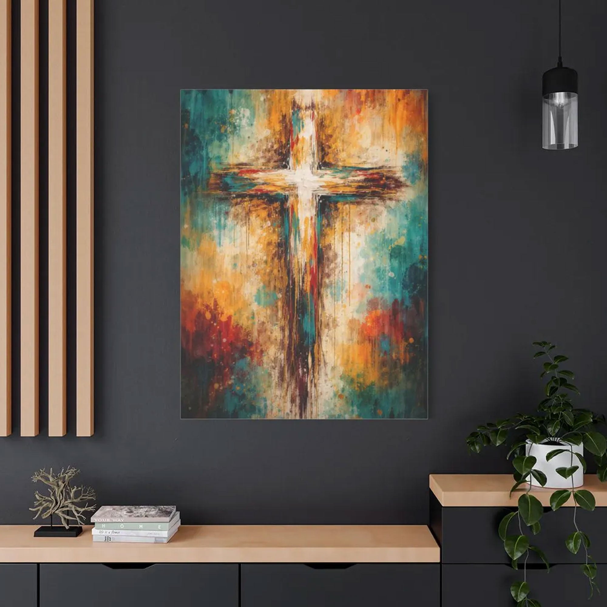 Abstract Cross Canvas Print, Minimalist Christian Wall Art, Modern Religious Decor, Neutral Faith Home Decor, Inspirational Gift