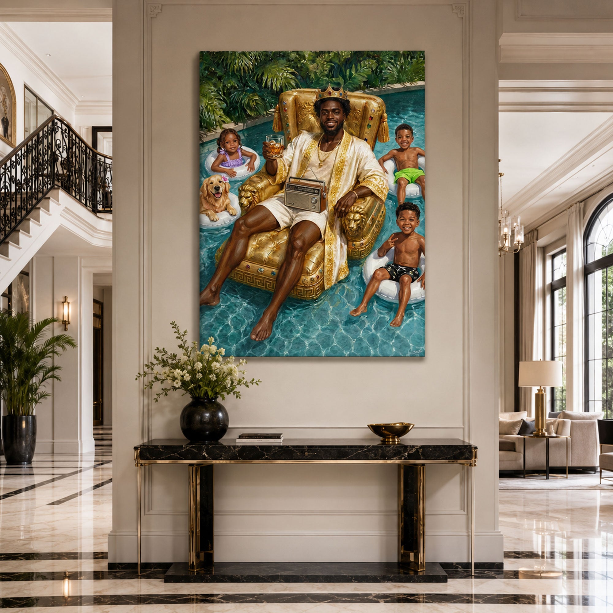 Custom Face For Dad Canvas Print, Dad’s Day Off Pool Portrait, Personalized Father’s Day Gift