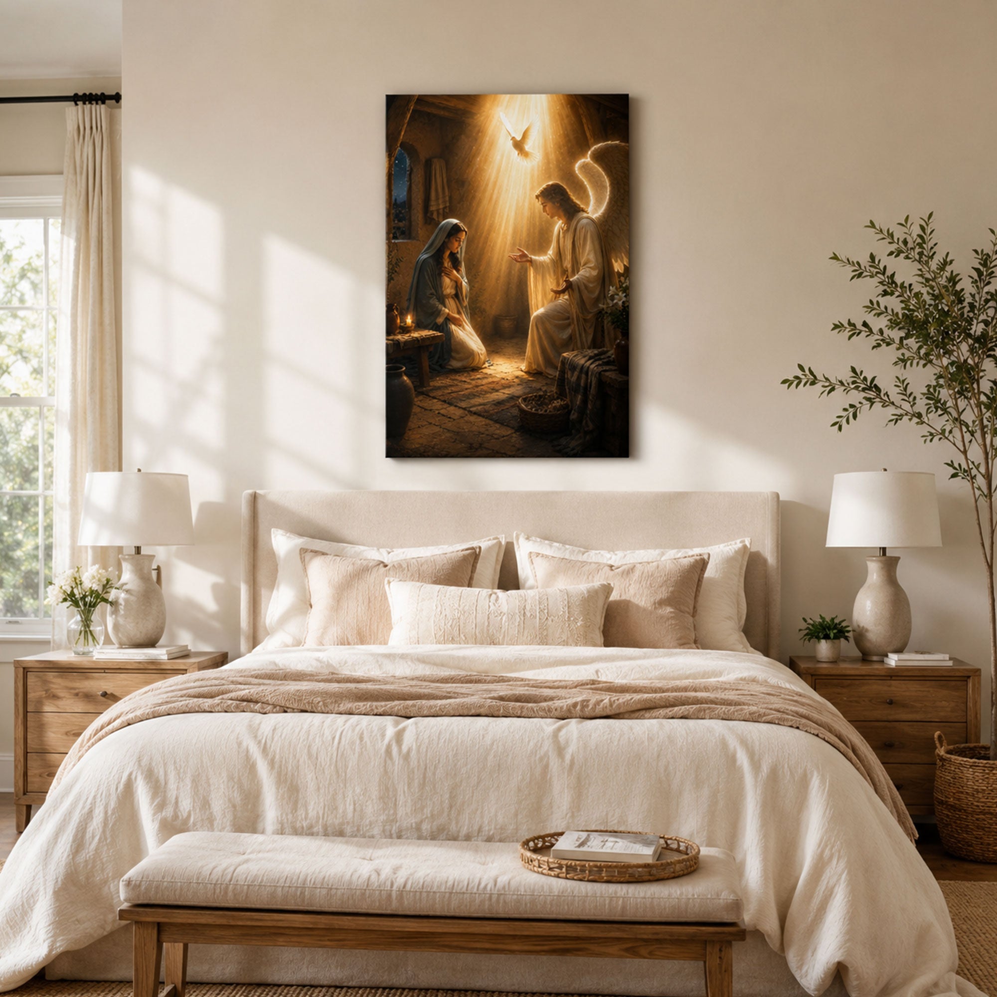 Virgin Mary and Archangel Gabriel Canvas Print, Annunciation Catholic Home Decor