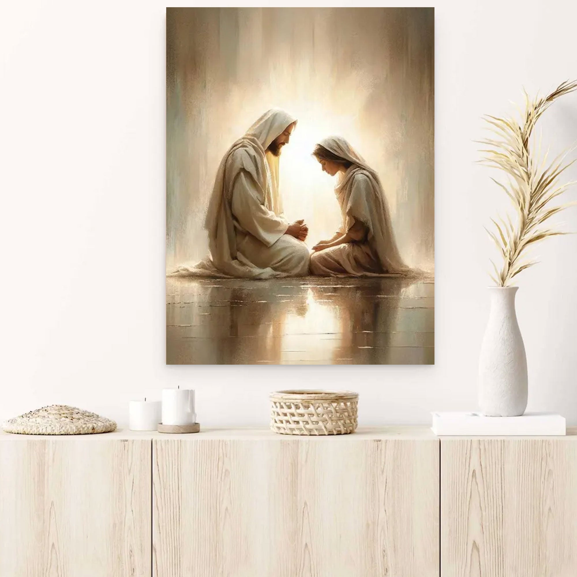 Divine Prayers, Jesus and Girl Canvas Art, Inspirational Picture of Christ, LDS Christian Art & Bible Prints Canvas