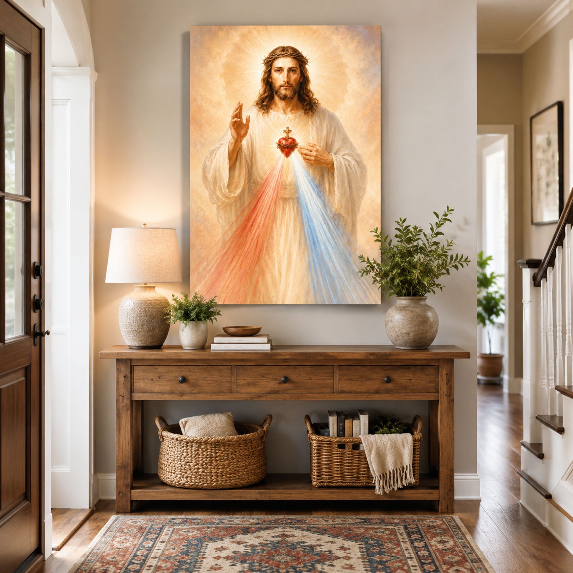 Divine Mercy Jesus Canvas Print Christ the King Sacred Heart Christian Wall Art Faith Home Decor
