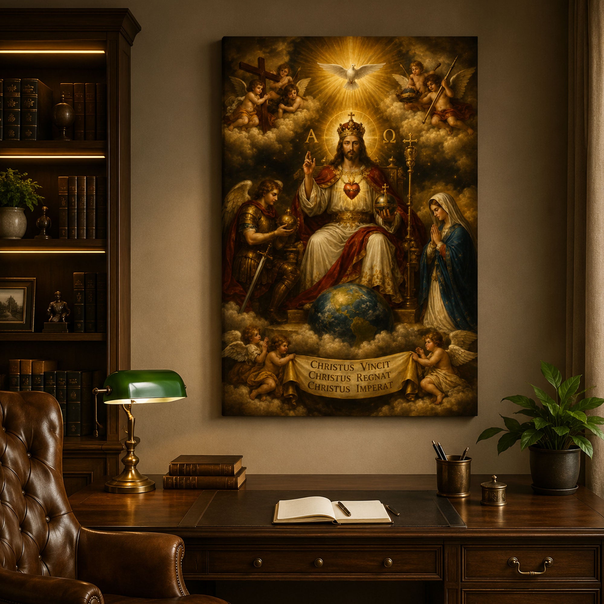 Christ the King Canvas Print, Sacred Heart Catholic Wall Art, Baroque Faith Home Decor