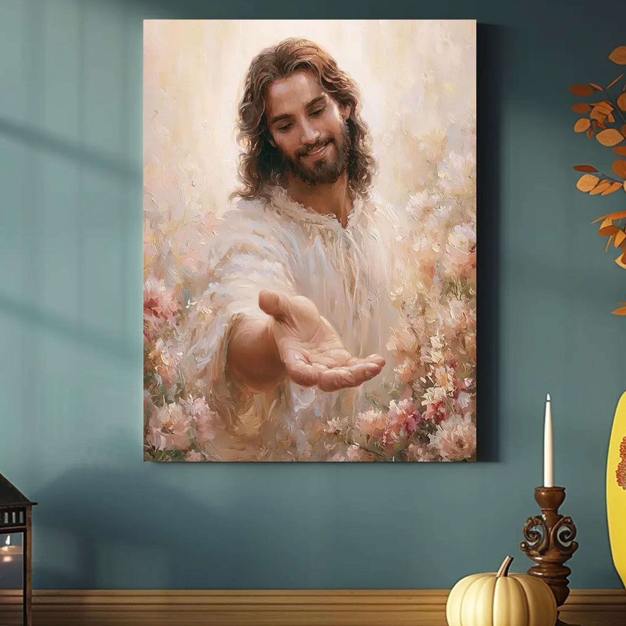 Jesus Calling You Canvas Print, Open Hand Christian Wall Art, Invitation of Faith Painting, Spiritual Comfort Decor, Inspirational Religious Artwork